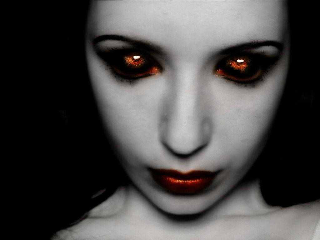 Scary Face Dark Red Eyes Lips Wallpaper