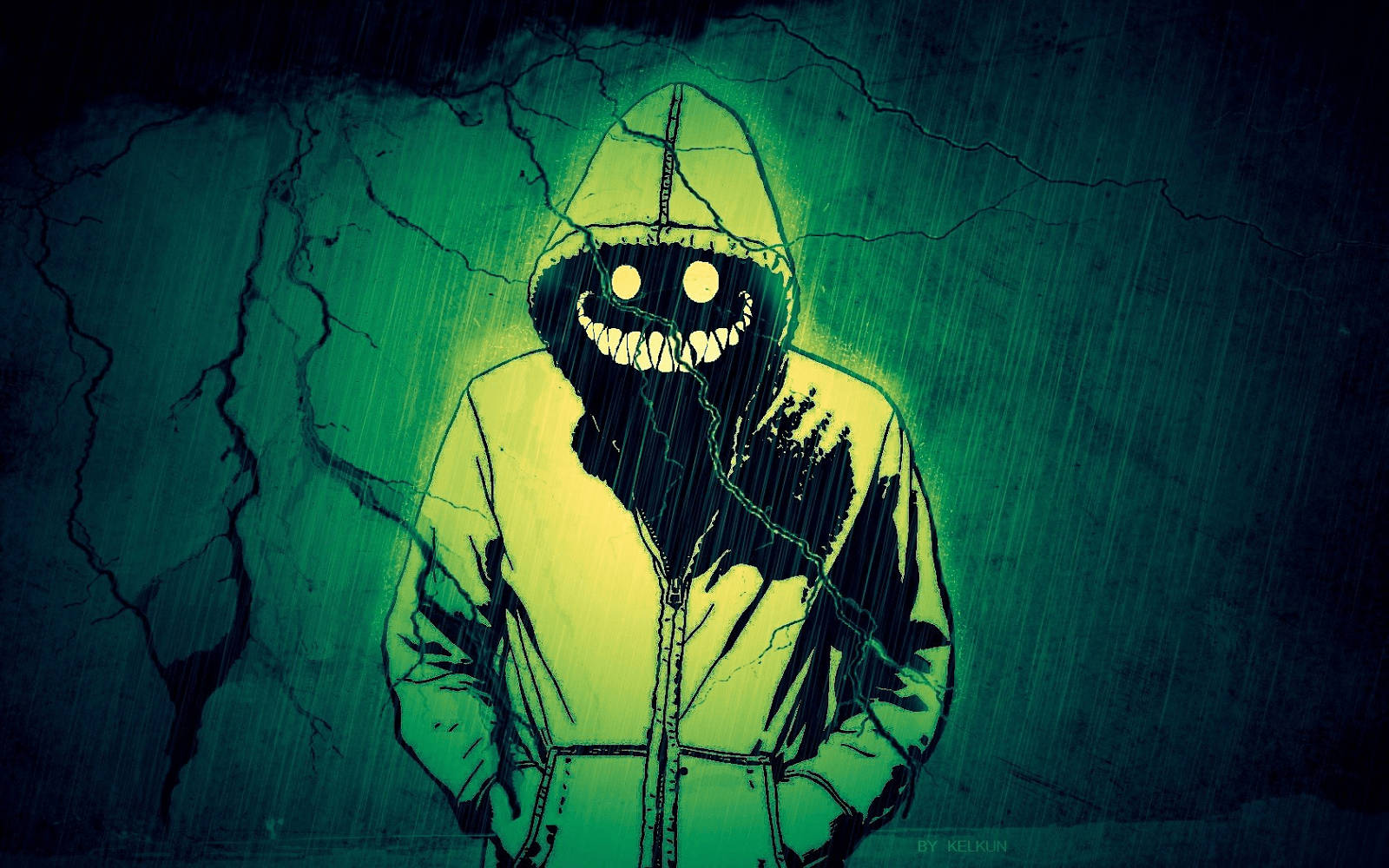 Scary Face Green Hoodie Wallpaper
