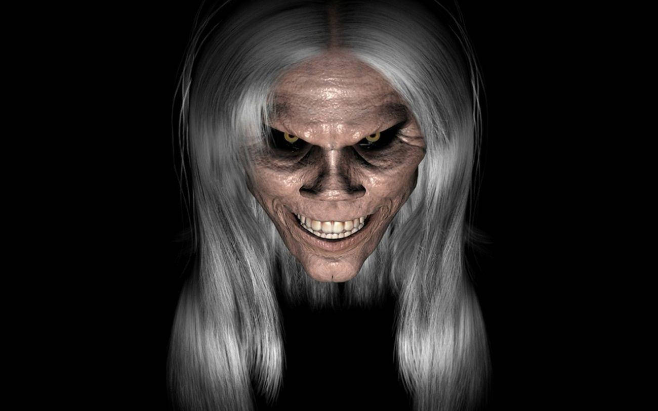 Scary Face Long Hair Angry Man Background