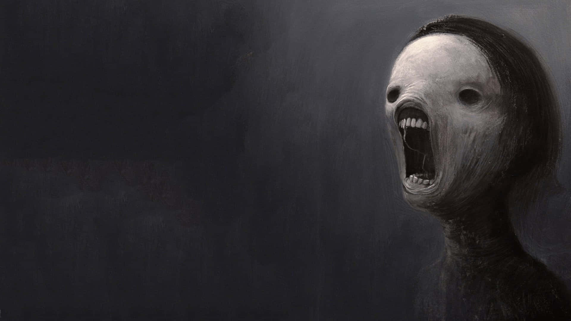 A Painting Of A Scary Face With A Mouth Open
