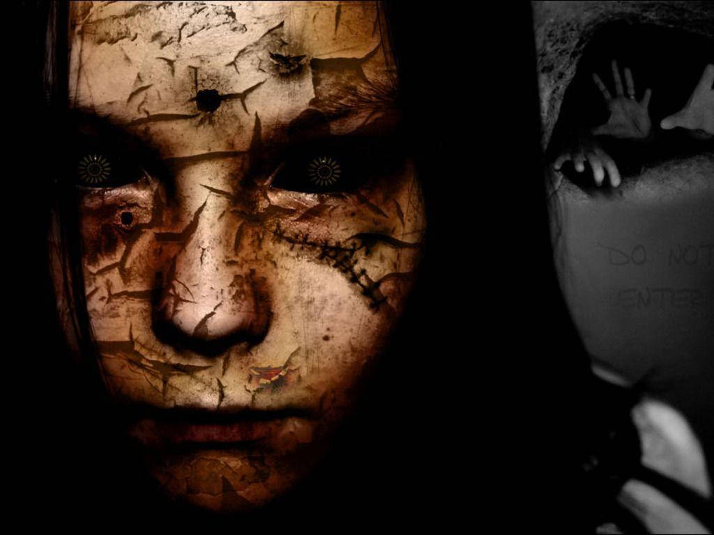 Scary Face Scarred Face Woman Background