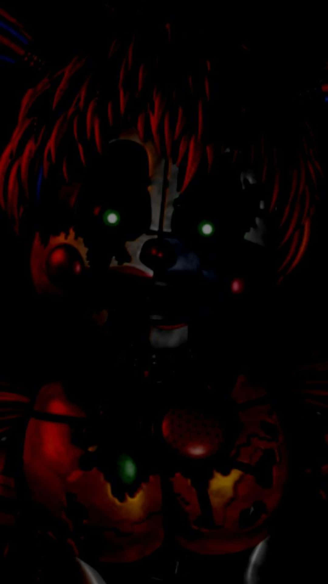 Caption: Intense Stare from the Sinister Animatronics of Scary FNAF Wallpaper