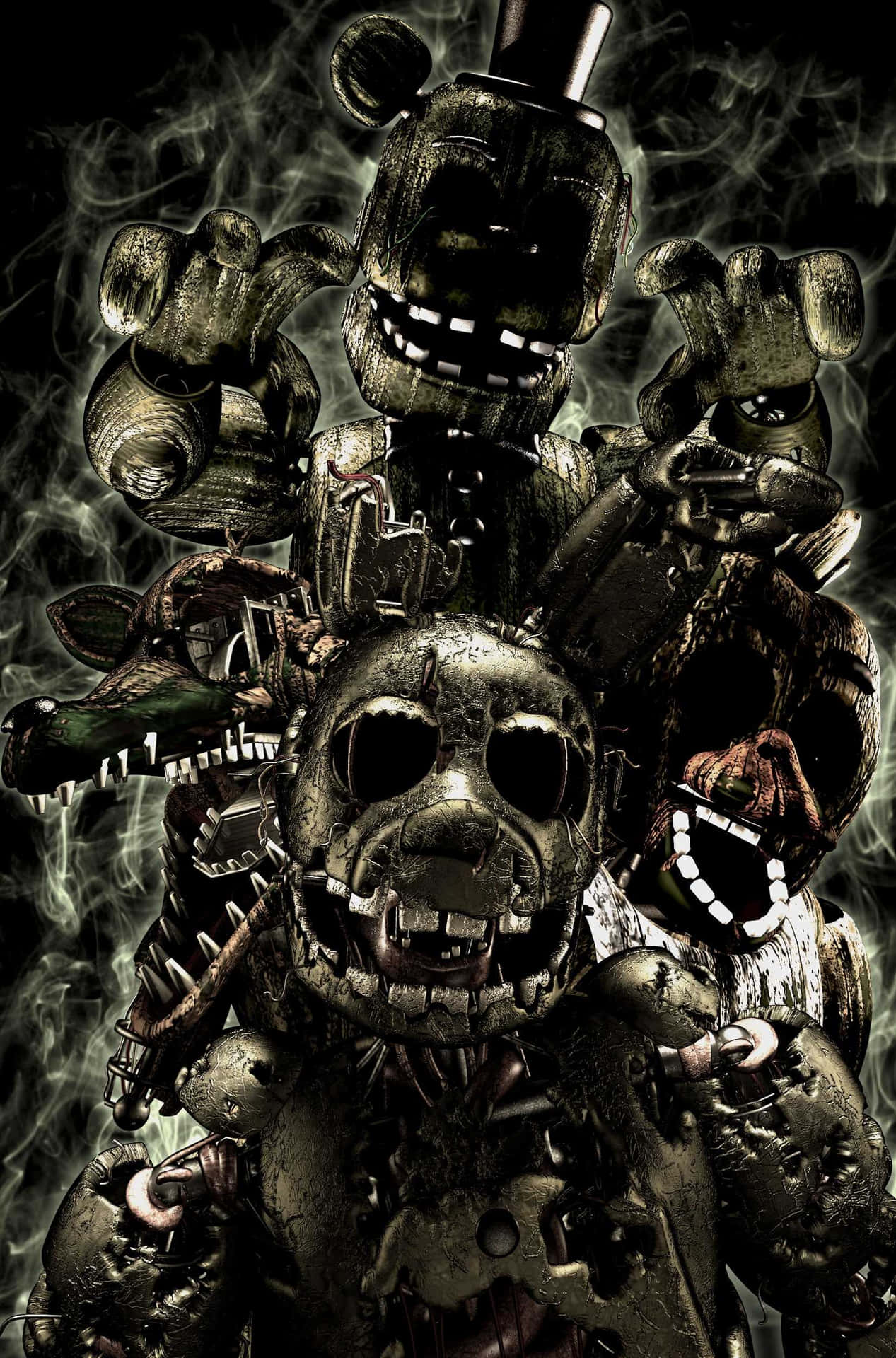 Scary Fnaf - Frightening Animatronics Ready for Action Wallpaper