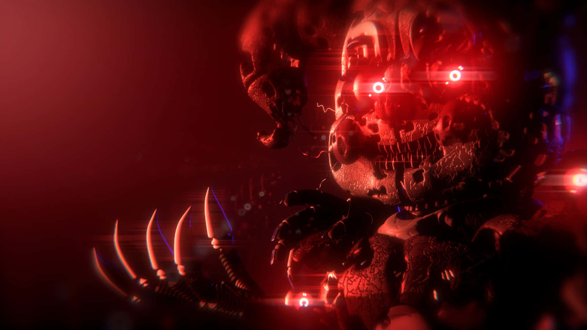 Frightening Five Nights at Freddy's Characters in Action Wallpaper