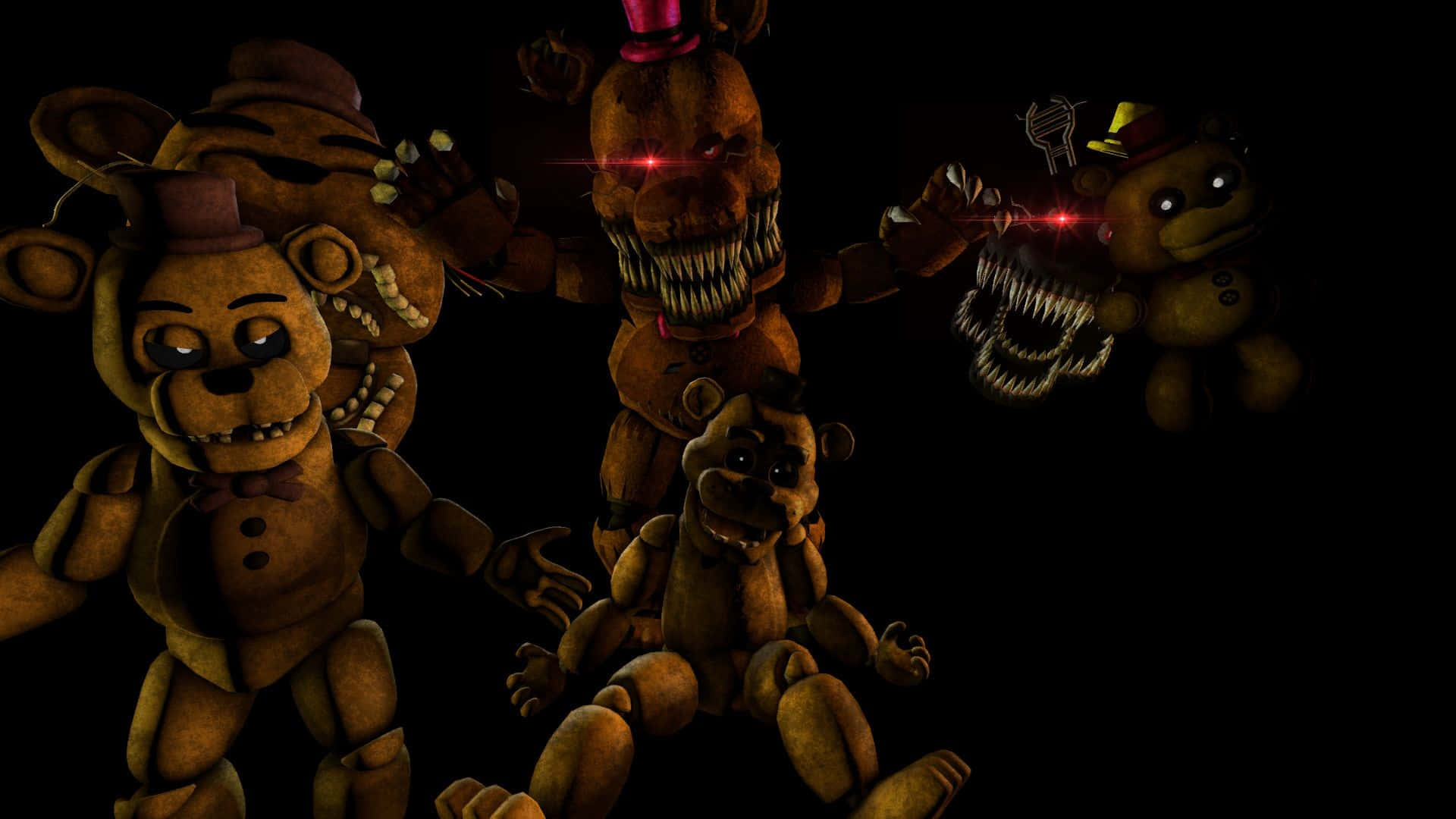 Angstige Ontmoeting Met Fnaf Animatronics Achtergrond