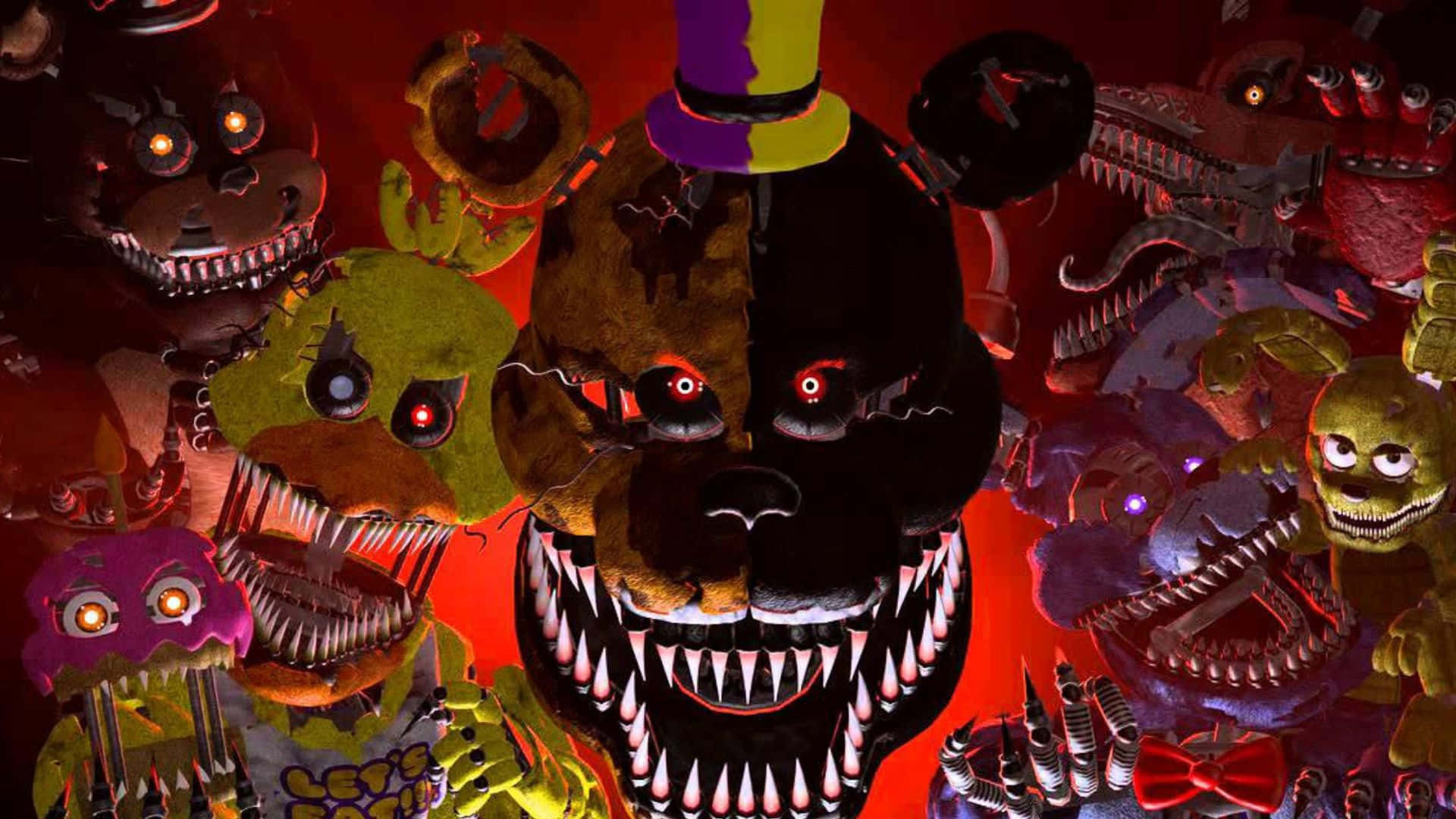 Frightening FNAF Characters Gathering Wallpaper