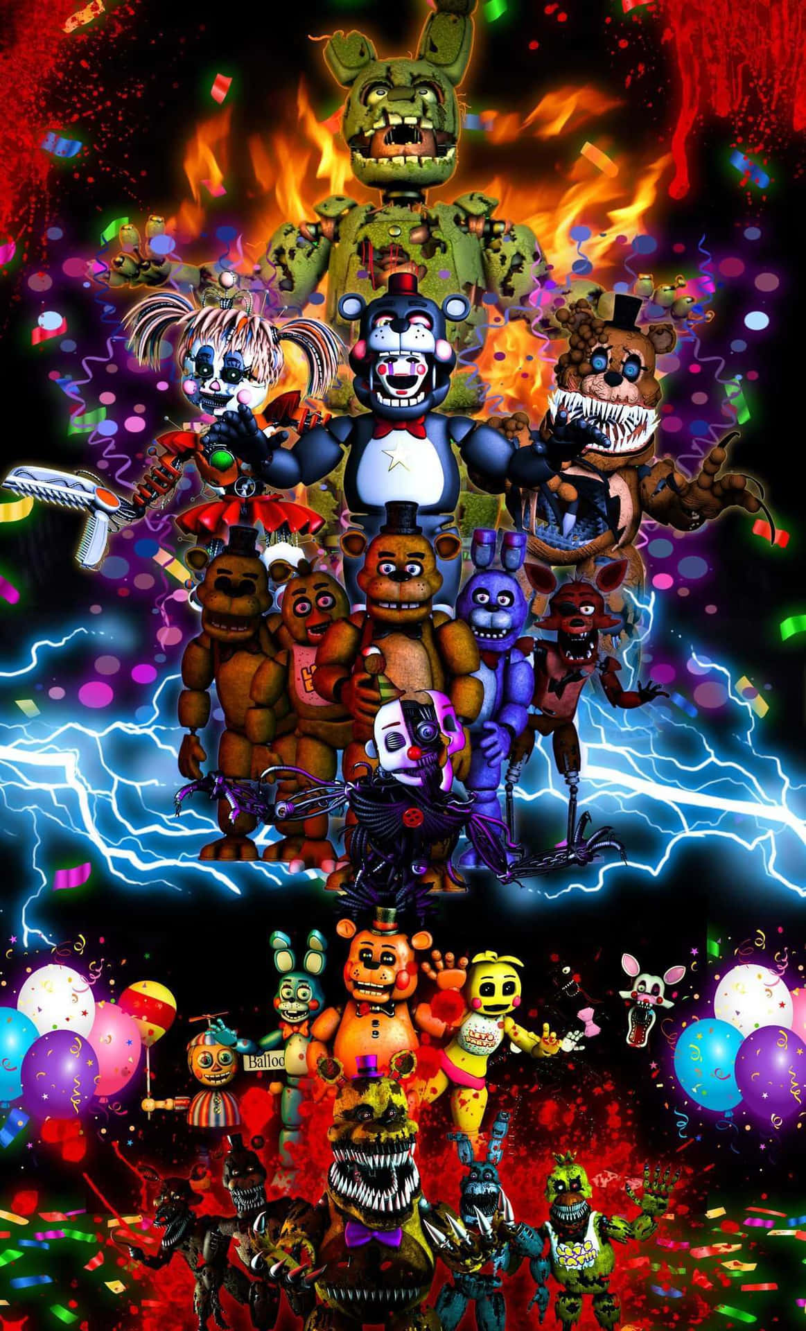 Scary Fnaf Colorful Poster Picture