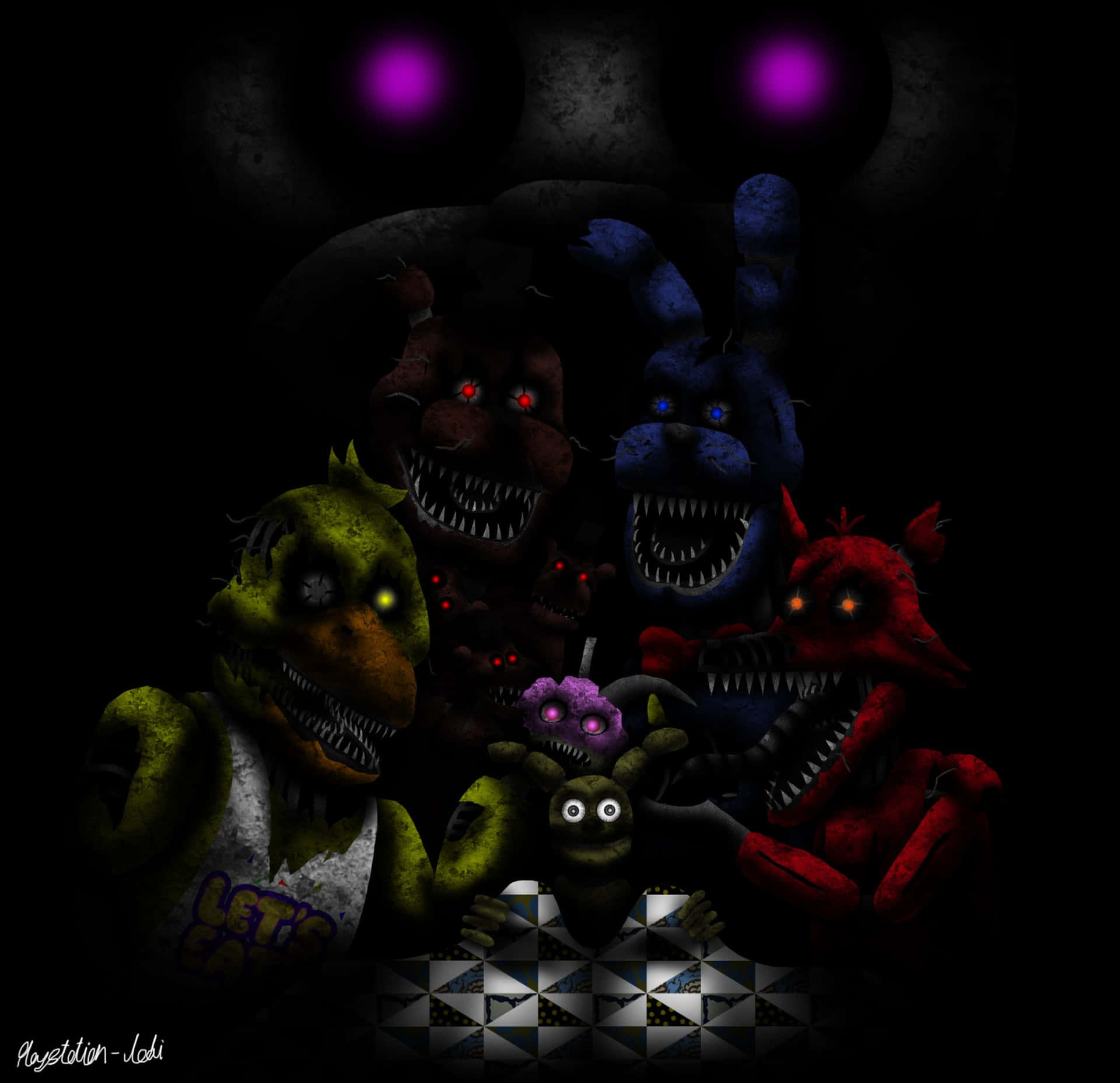 Scary Fnaf Characters On The Dark Picture