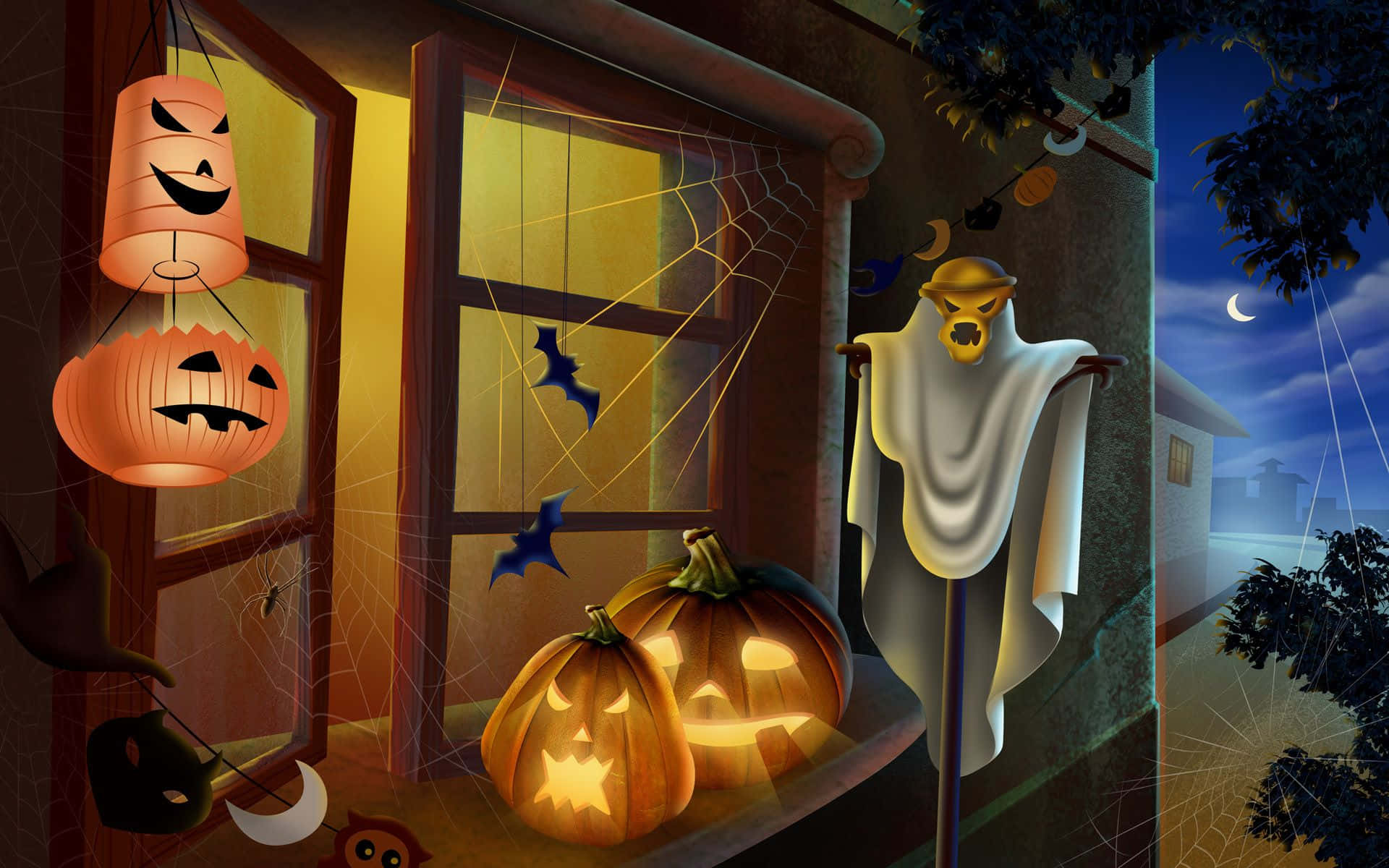 En uhyggelig Halloween skrivebordshilsen Wallpaper