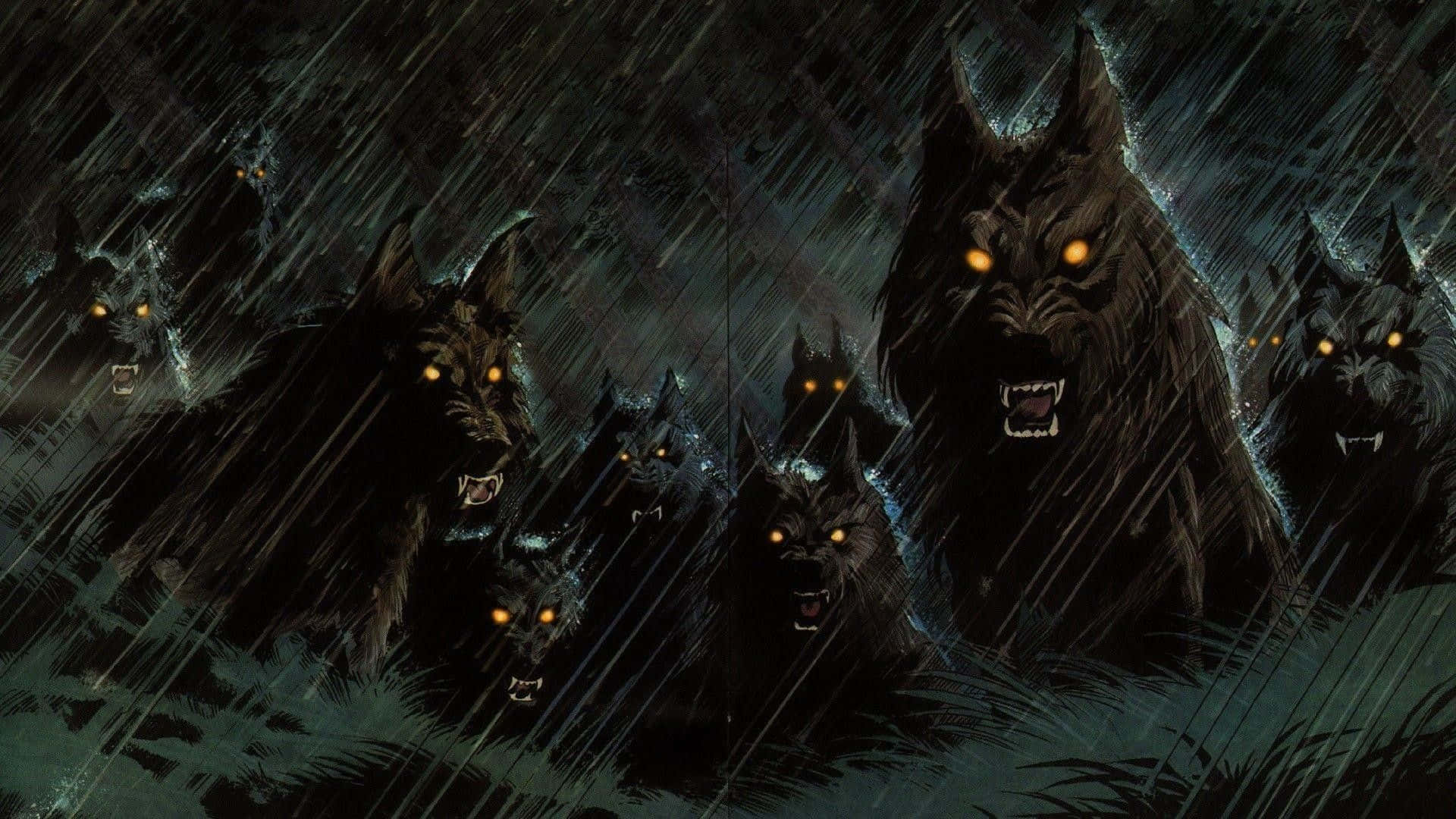 Scary Halloween Desktop Wolves Wallpaper