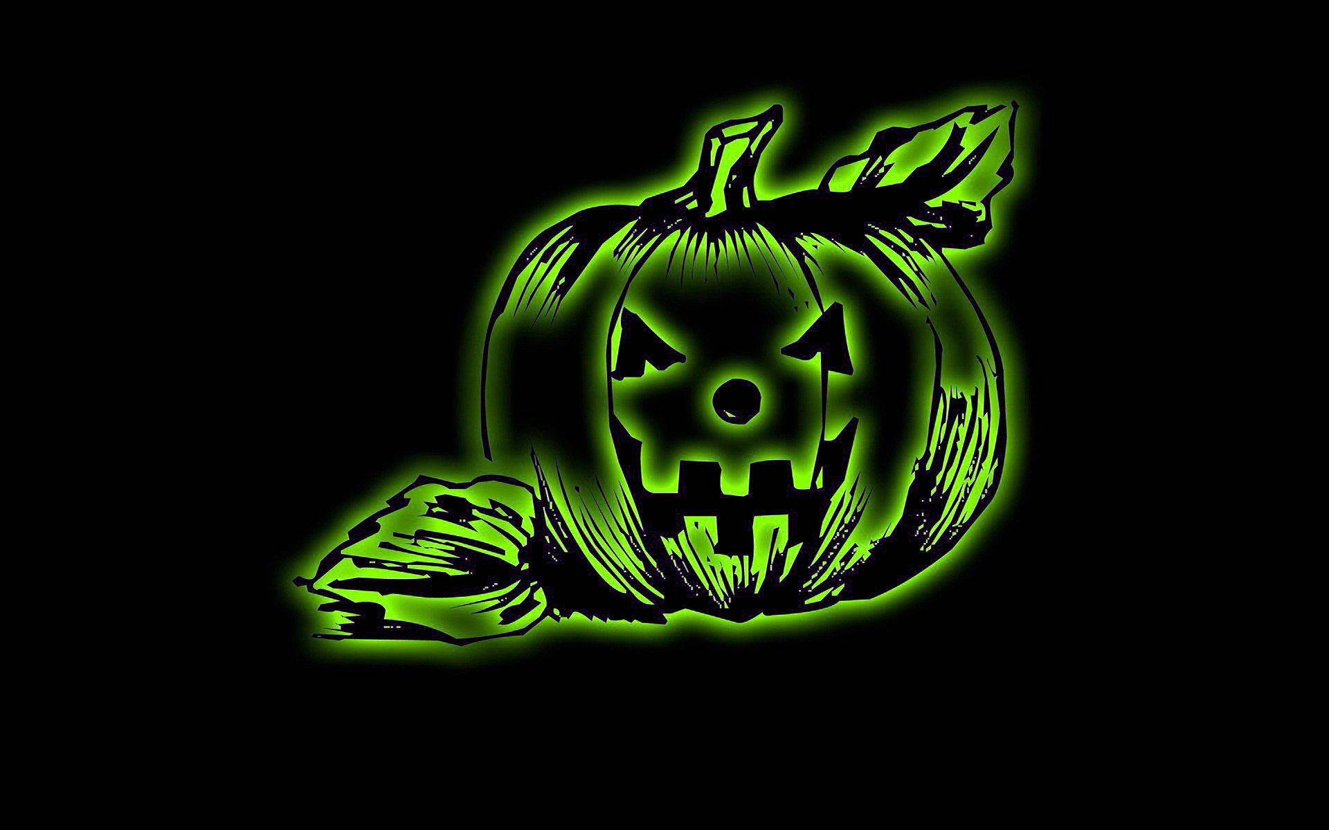 Scary Halloween Glowing Green Pumpkin