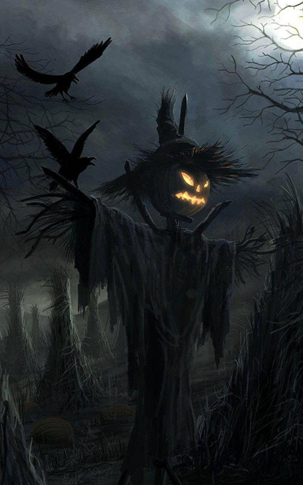 Skrämdina Vänner På Halloween Med Denna Läskiga Halloween Iphone-bakgrundsbild! Wallpaper