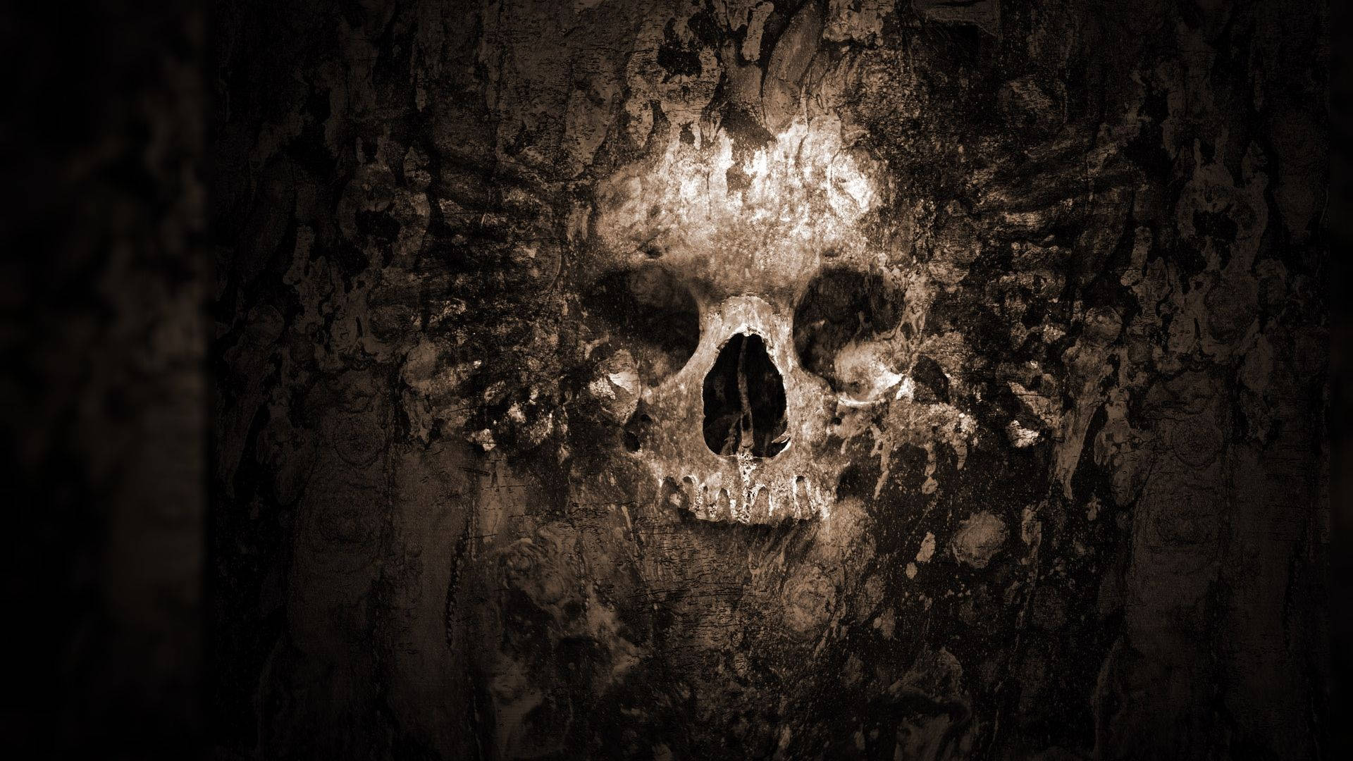 Scary Halloween Wall Of Skull