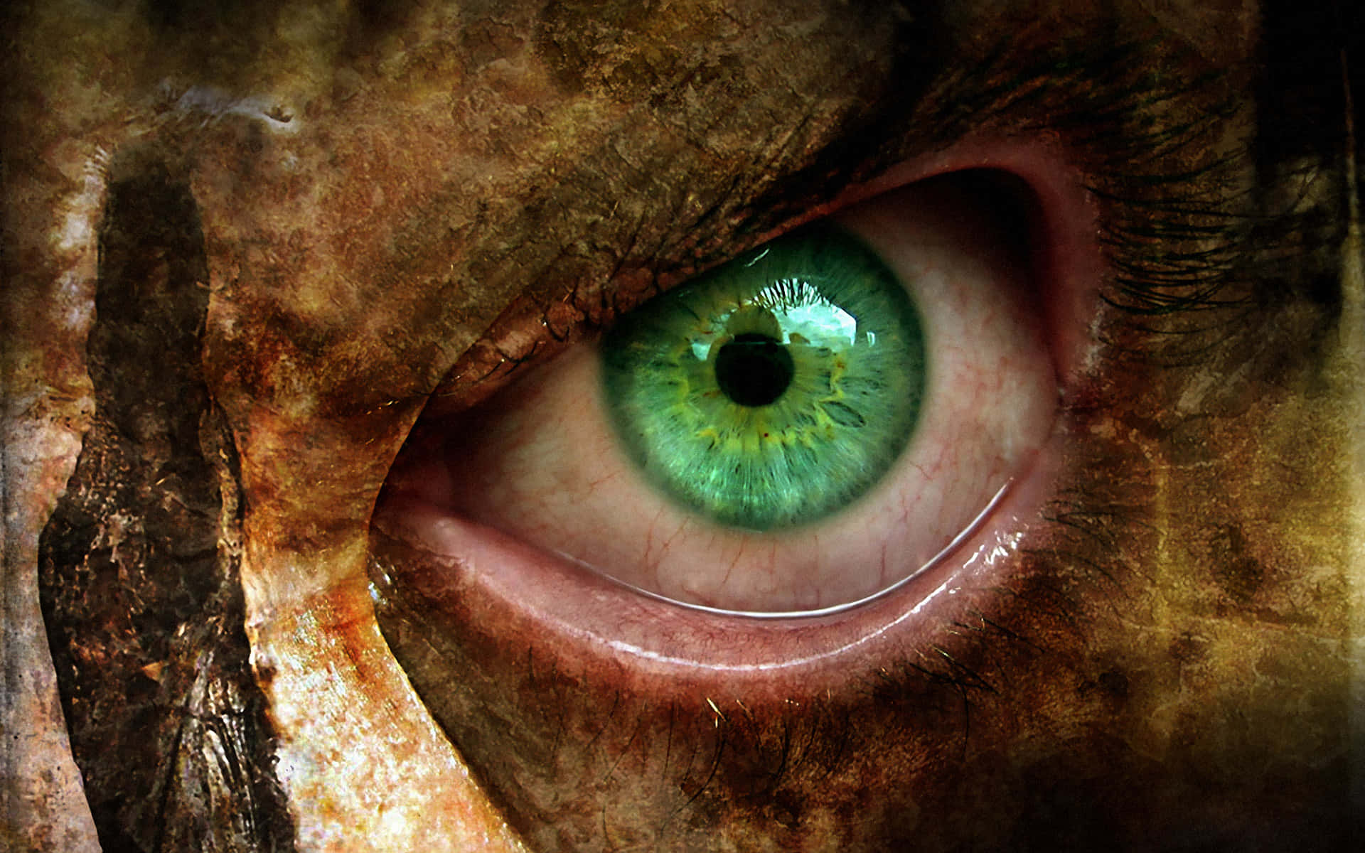 Scary Human Light Green Eyes Wallpaper