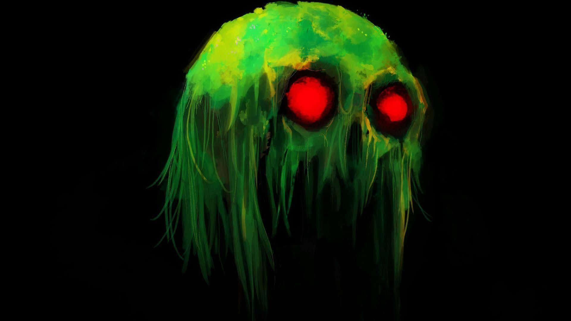 Grøn skræmmende Monster Røde Øjne Billeder