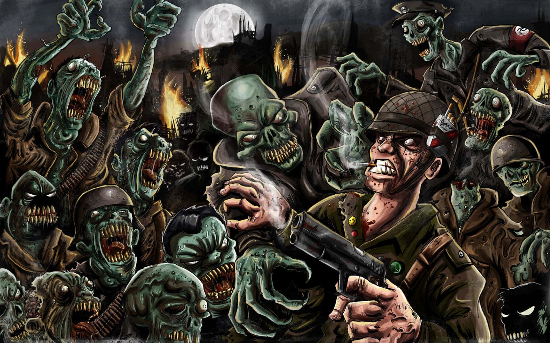 cool zombies and soldiers wallpaper