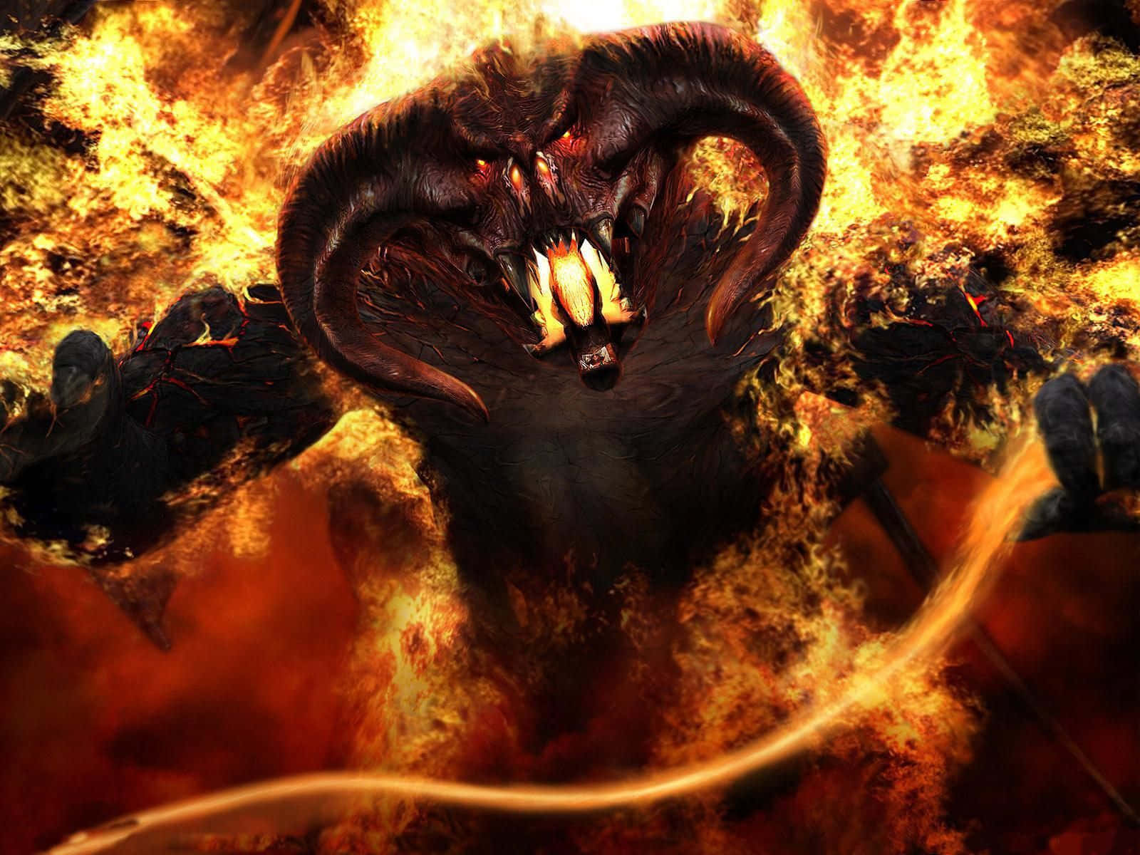 Balrog Scary Monster In Fire Pictures 1600 x 1200 Picture