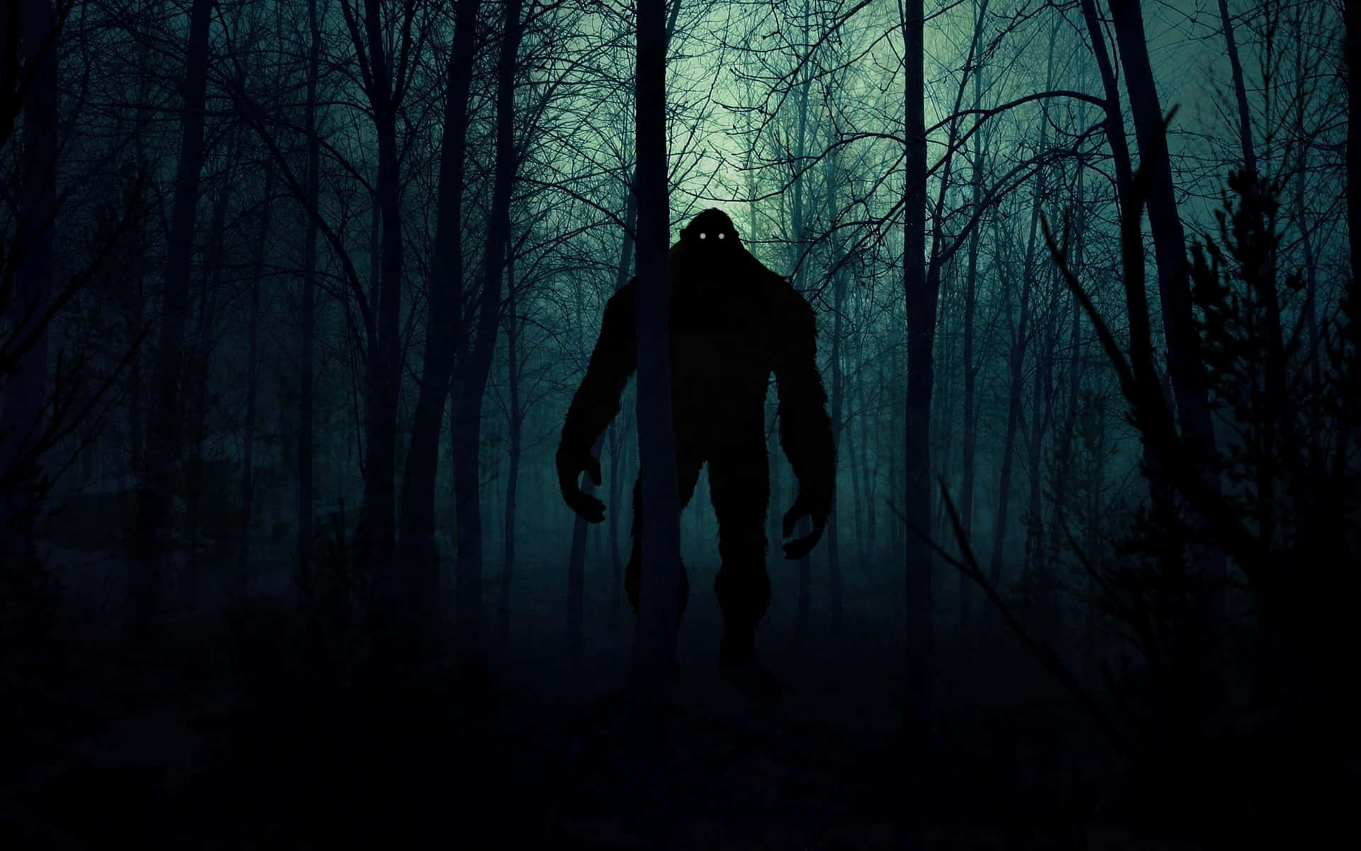 Skræmmende Monster Bigfoot Silhouette Billeder-
