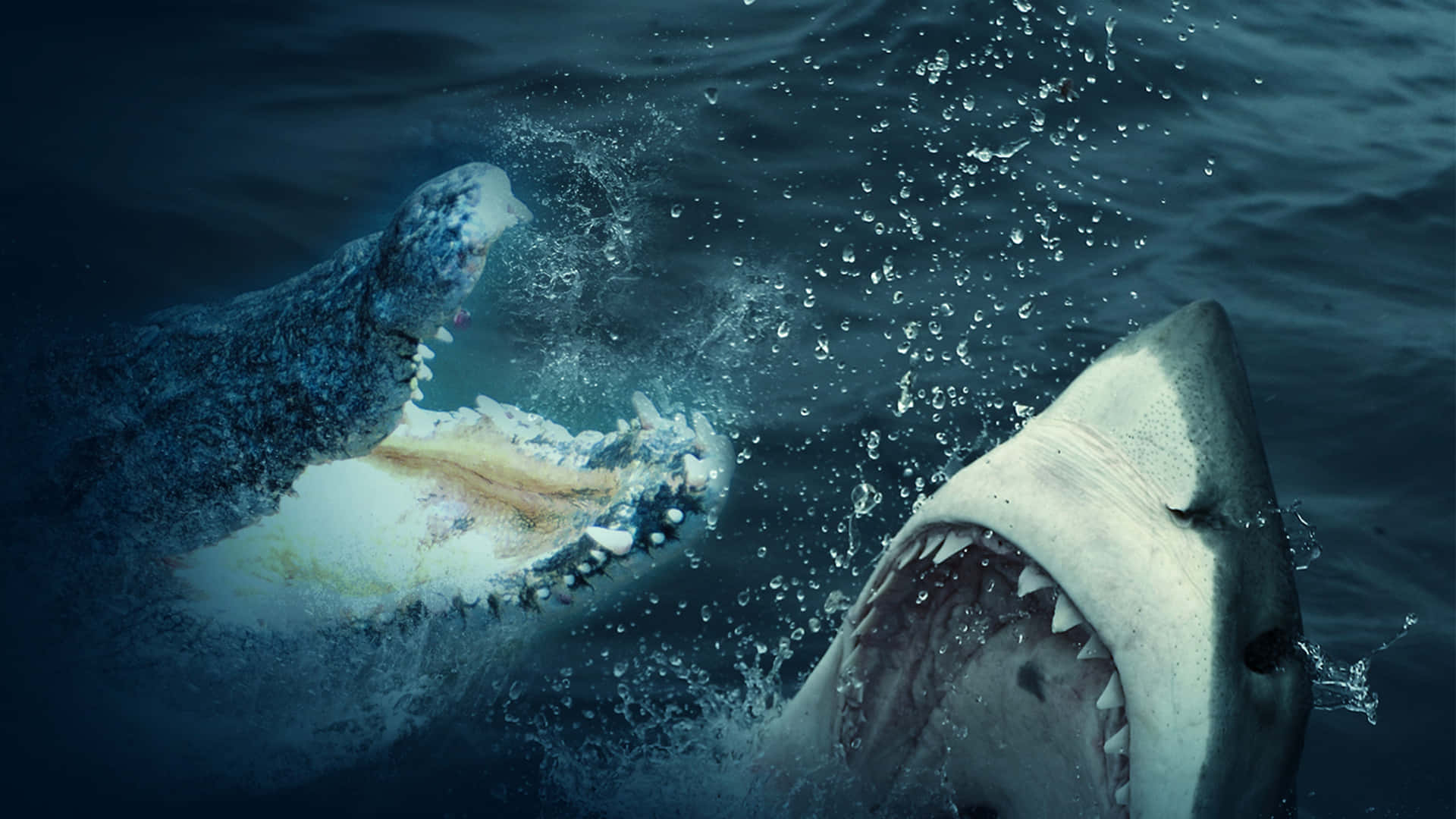 Crocodile And Shark Scary Ocean Picture 2599 x 1462 Picture