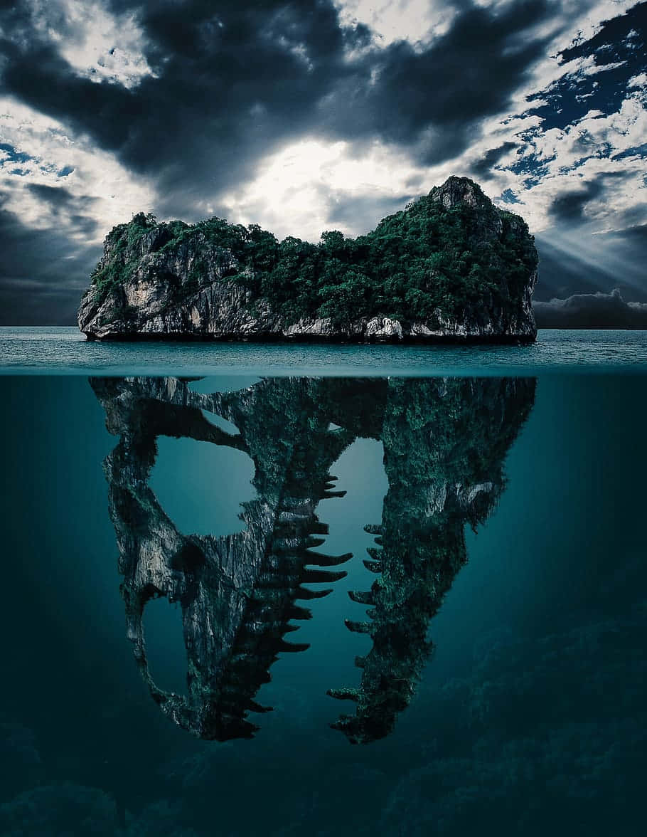 Mysterious Island Skull Scary Ocean Picture 910 x 1176 Picture