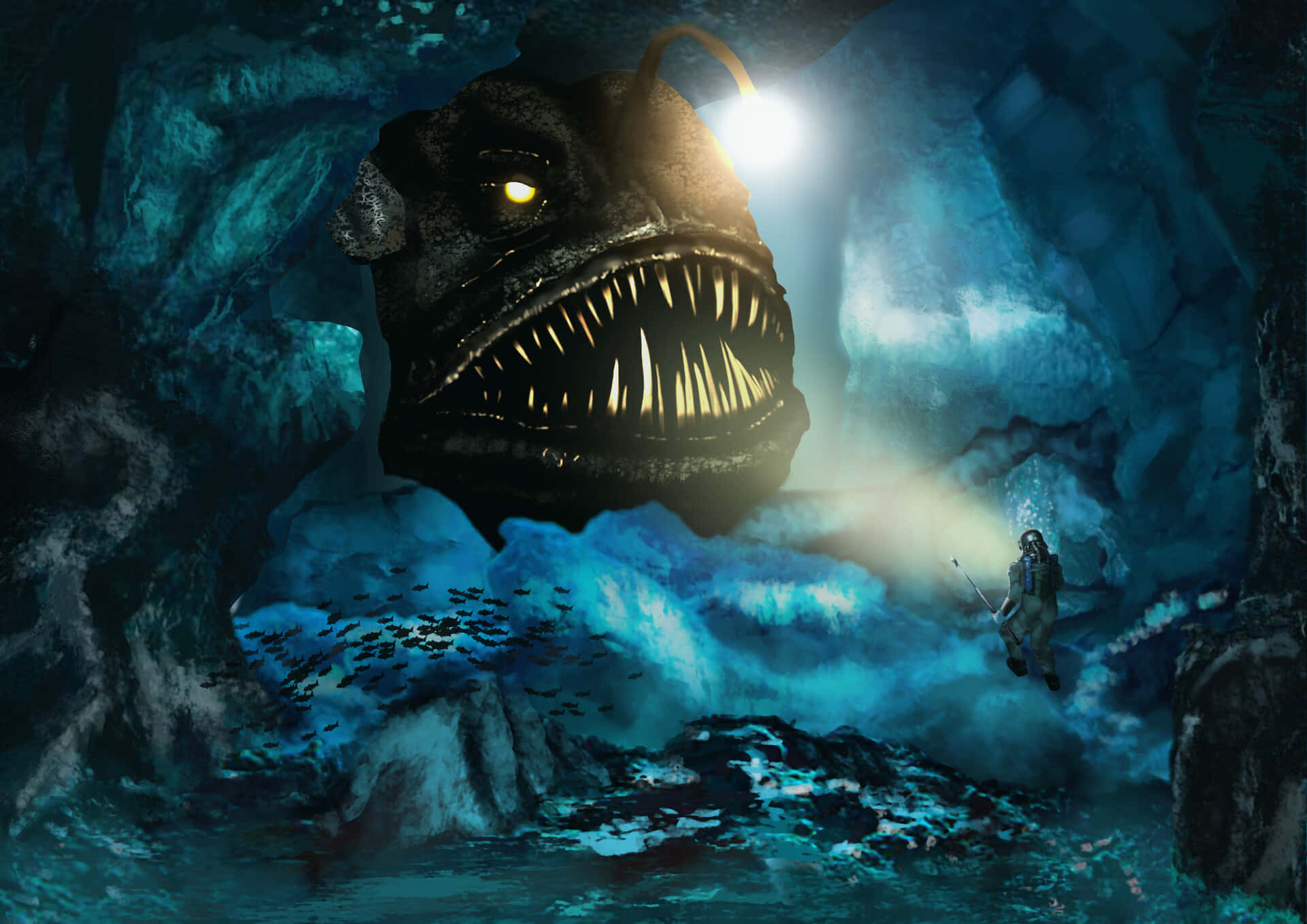 Huge Anglerfish In Scary Ocean Picture 1920 x 1357 Picture