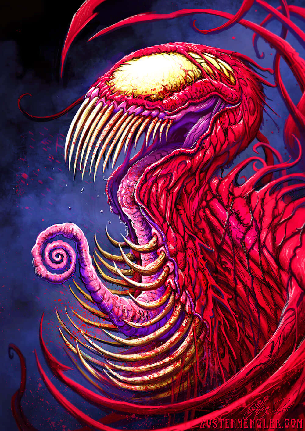 Enröd Monster Med En Röd Mun