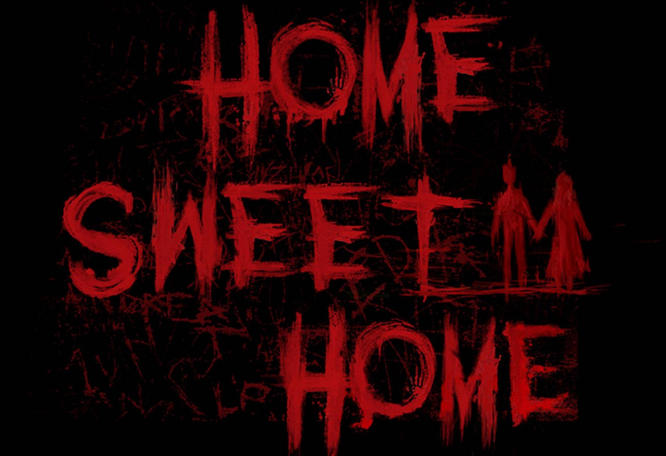 Scary Red Painted Home Sweet Home wallpaper