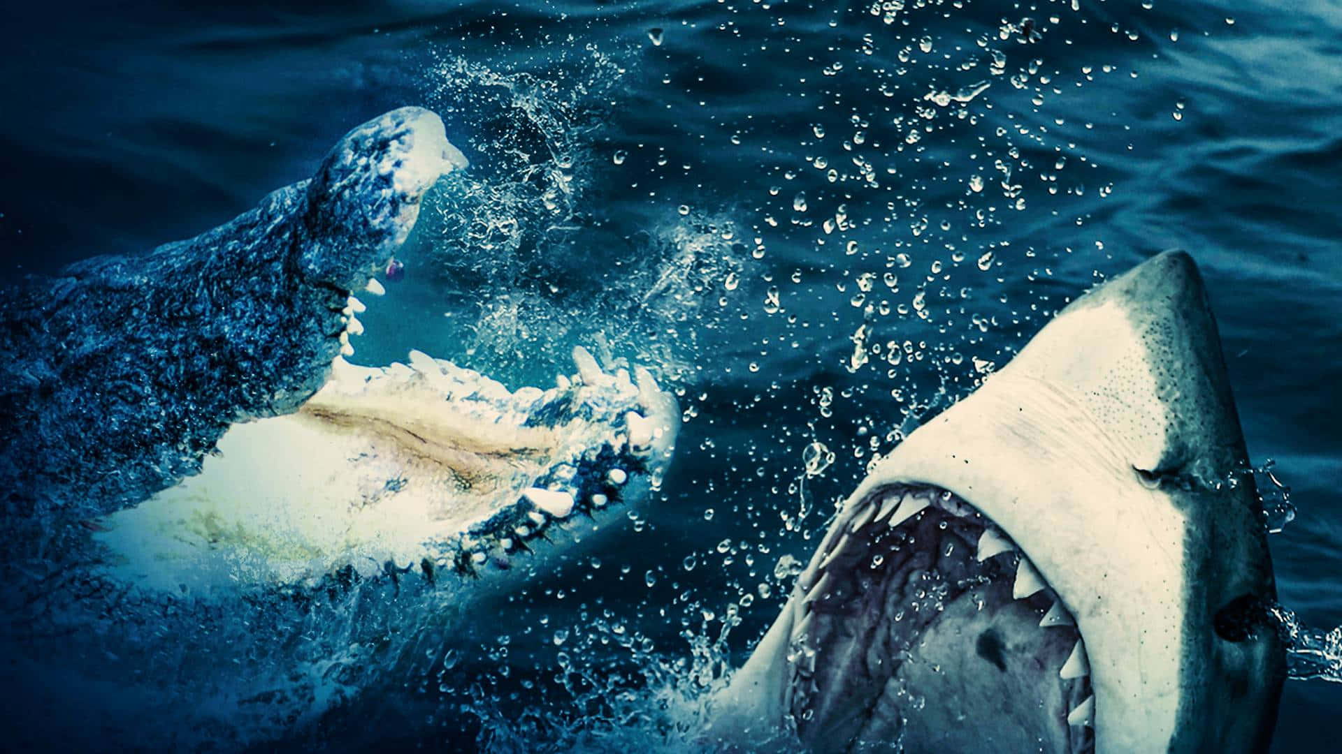 Scary Shark Fight Wallpaper
