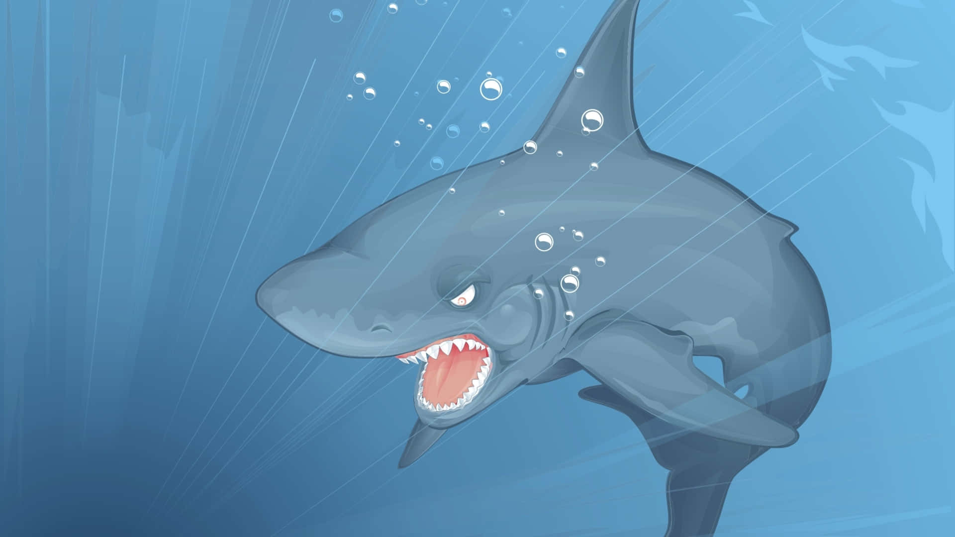 En haj svømmer i havet med munden åben Wallpaper