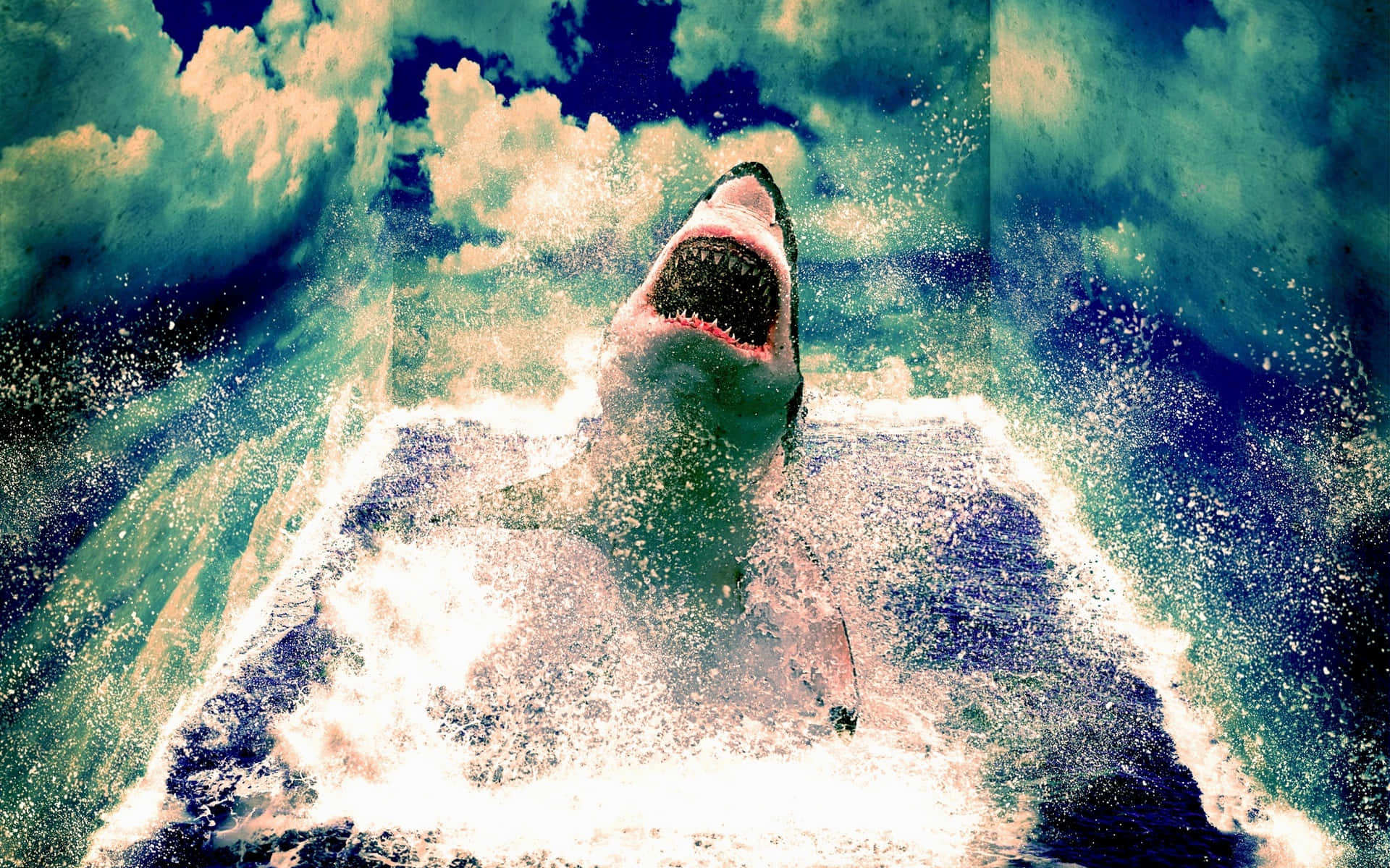Scary Shark Jumping From Water Wallpaper