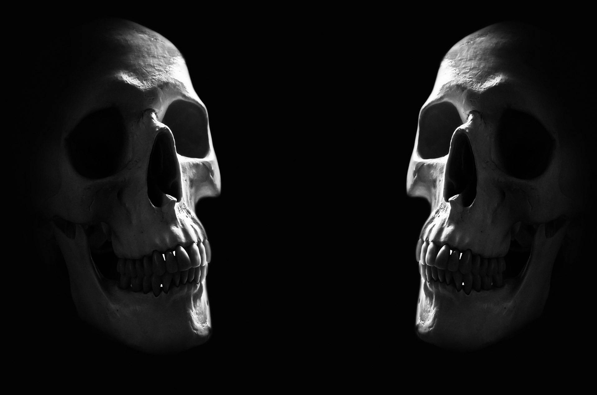 Scary Skulls In Darkness Wallpaper