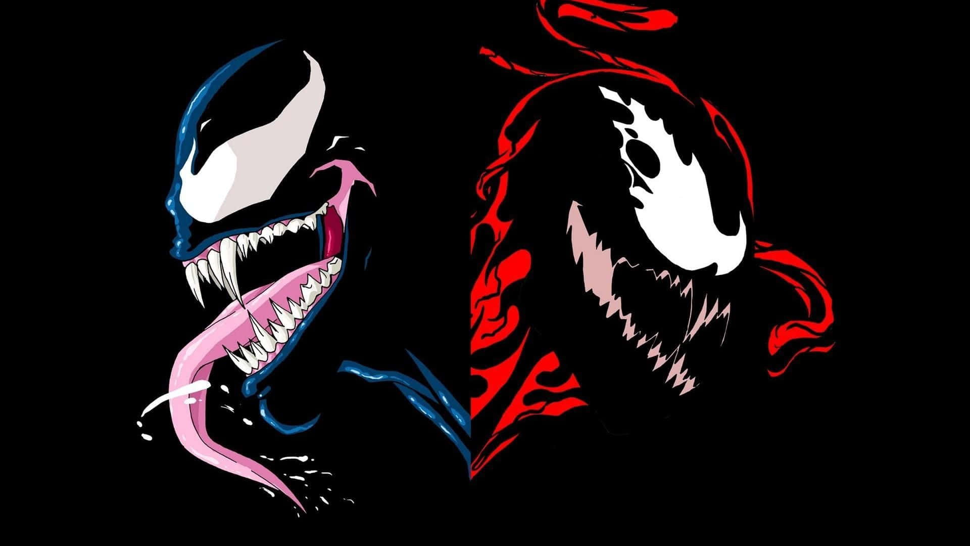 Fierce Venom Up Close with Menacing Grin Wallpaper