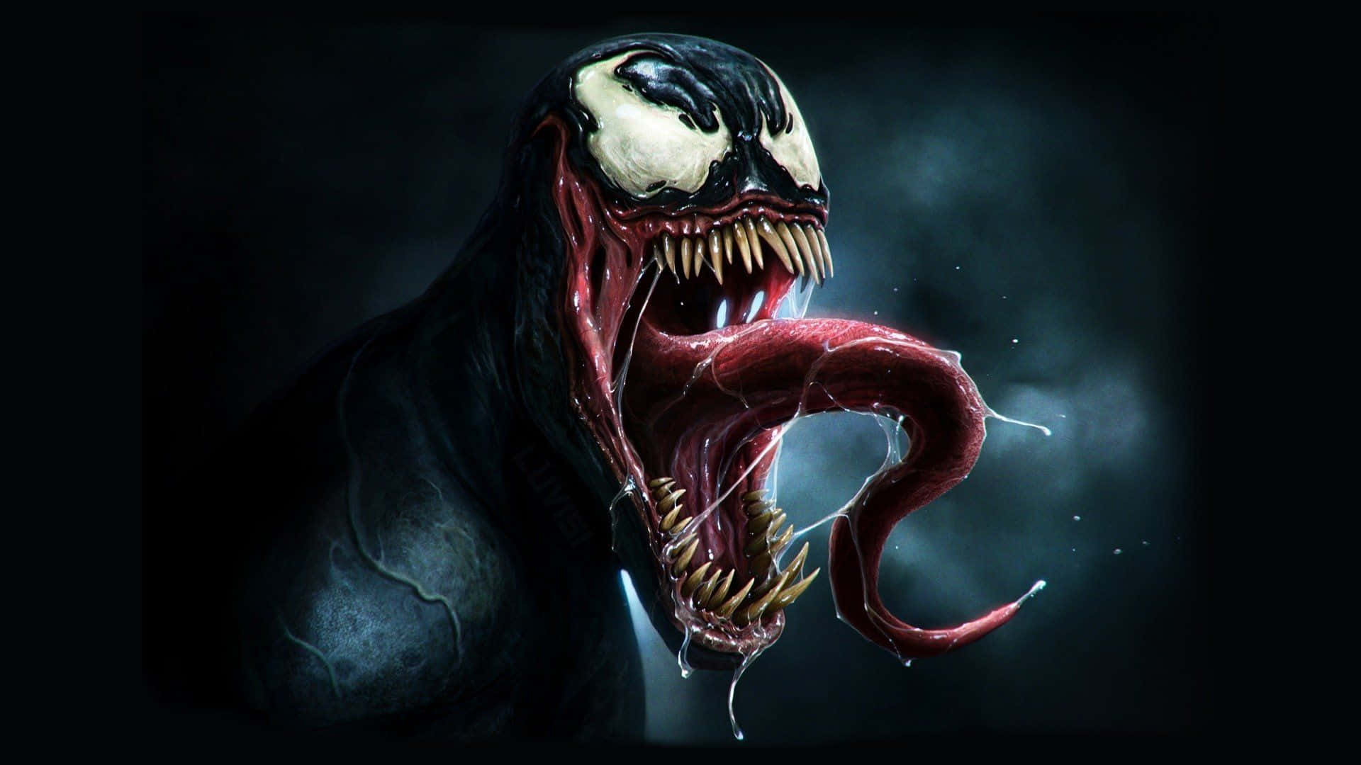 Sinister Scary Venom Lurking in the Shadows Wallpaper