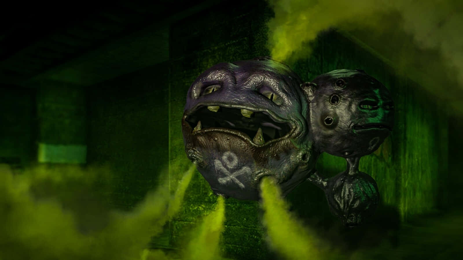 Scary Weezing With Green Gas Wallpaper