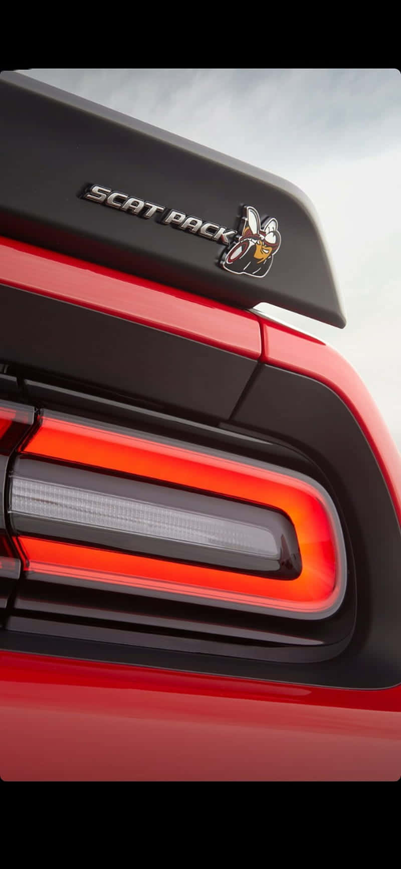 The Rear End Of A Red Dodge Challenger Wallpaper