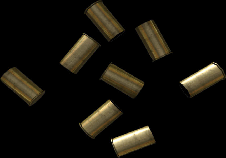 Scattered Bullet Casingson Black PNG