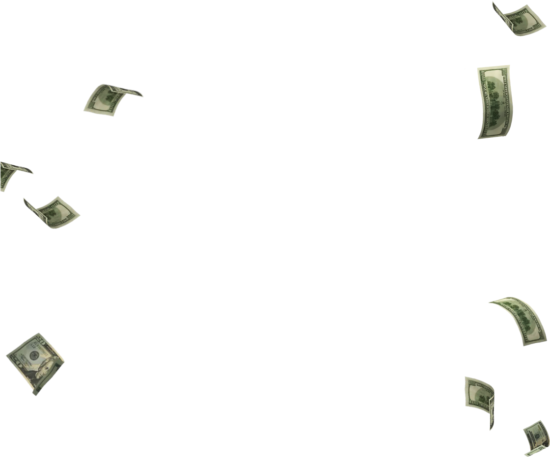 Scattered Dollar Bills Floating Background PNG