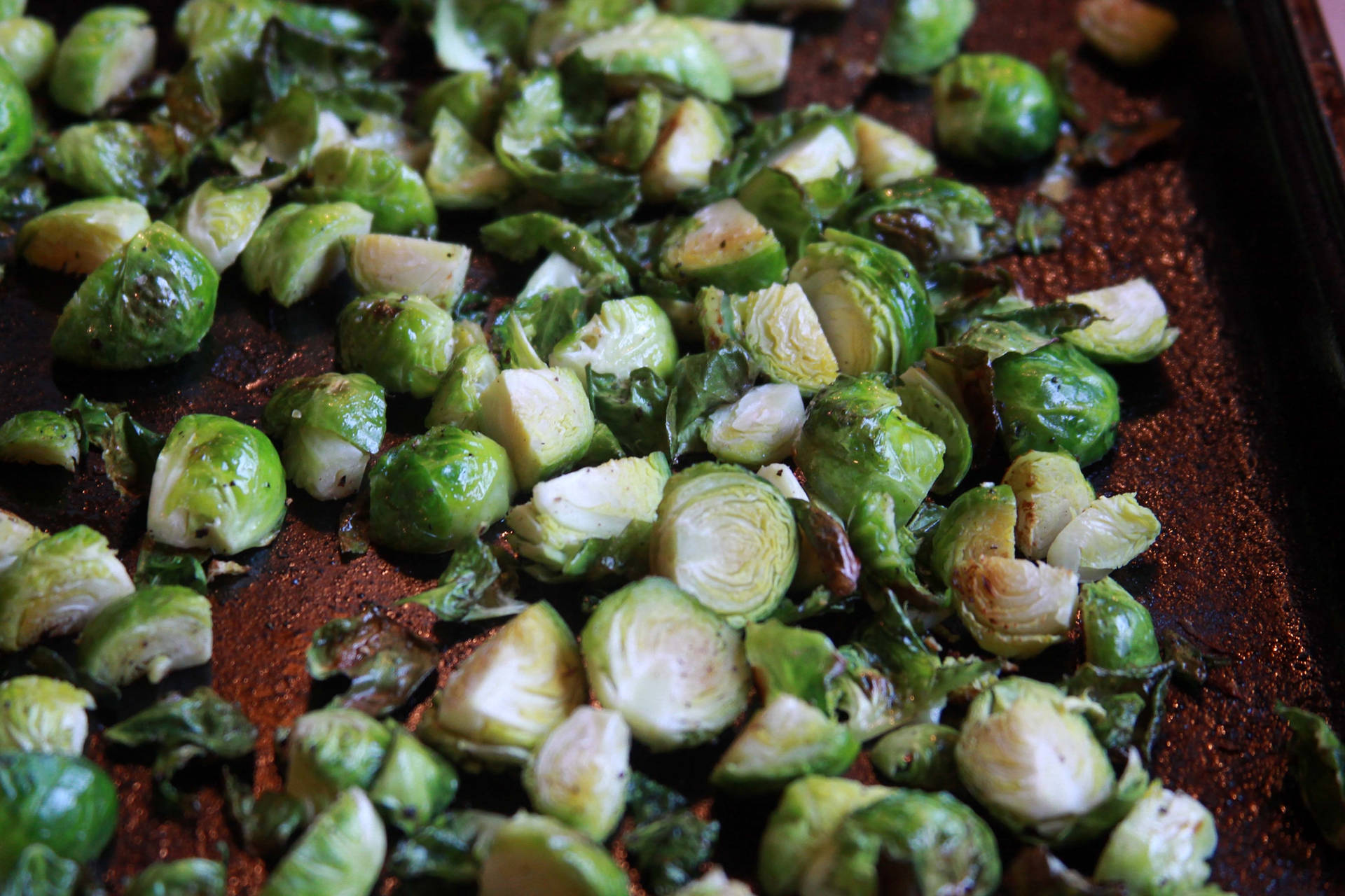 Scattered Grilled Brussels Sprouts Dish Wallpaper