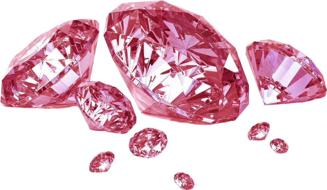 Scattered Pink Diamonds Transparent Background PNG