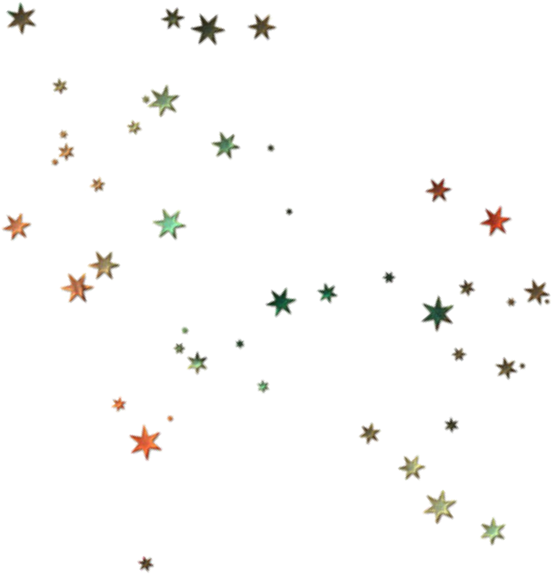 Scattered Stars Pattern PNG — A scattered pattern of colorful star shapes floats against a solid black background.