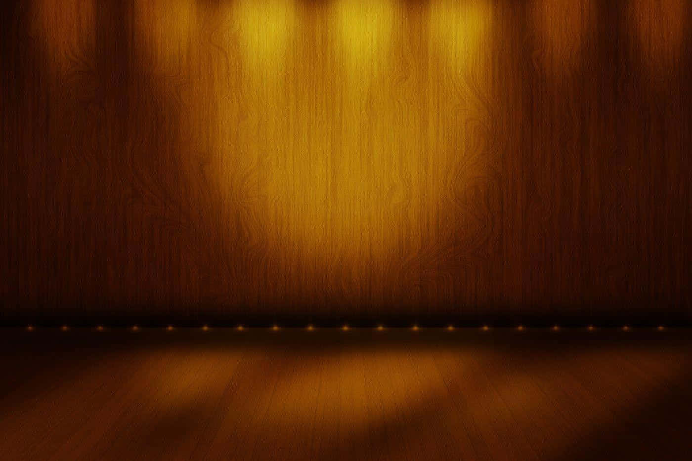 An Empty Wooden Stage With Spotlights