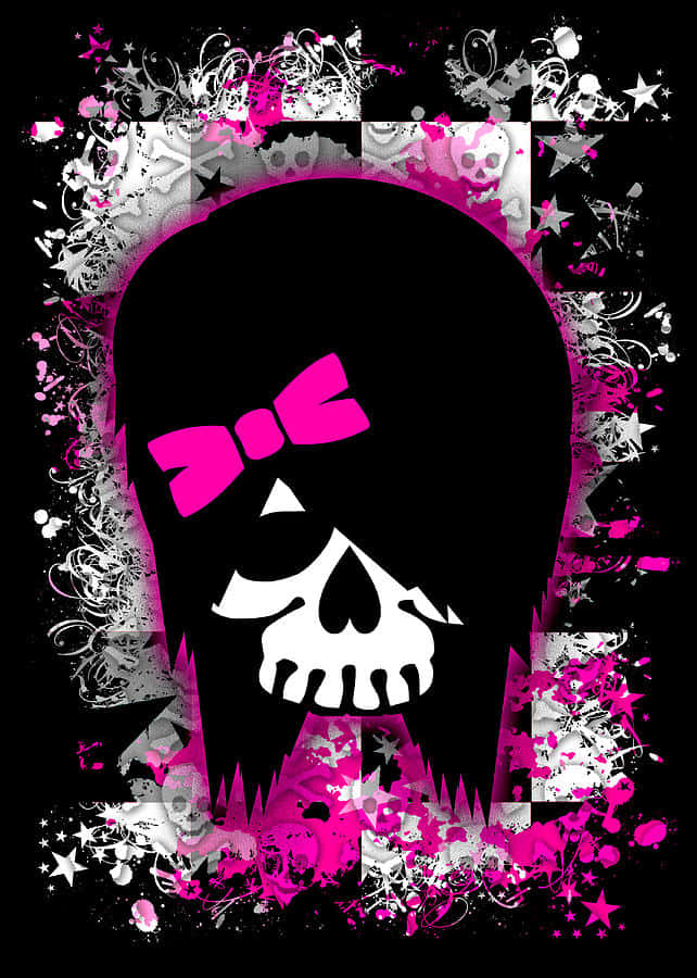 Scene Style Skullwith Bow Graphic Wallpaper