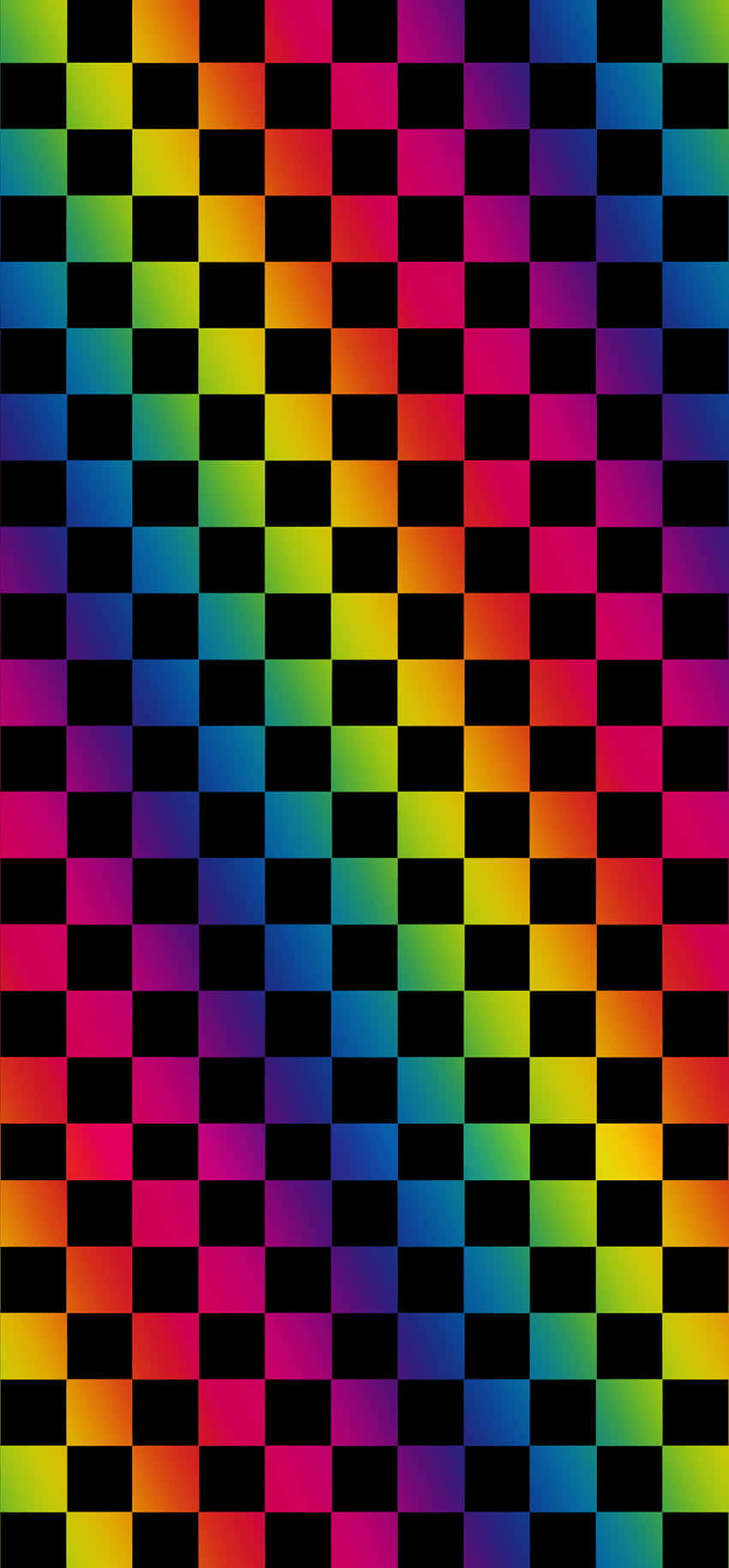 Scenecore Black Checkered Rainbow Wallpaper