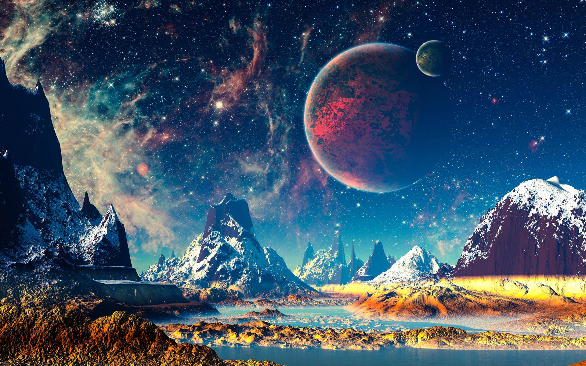 Scenery Of Extraterrestrial Planet World Wallpaper