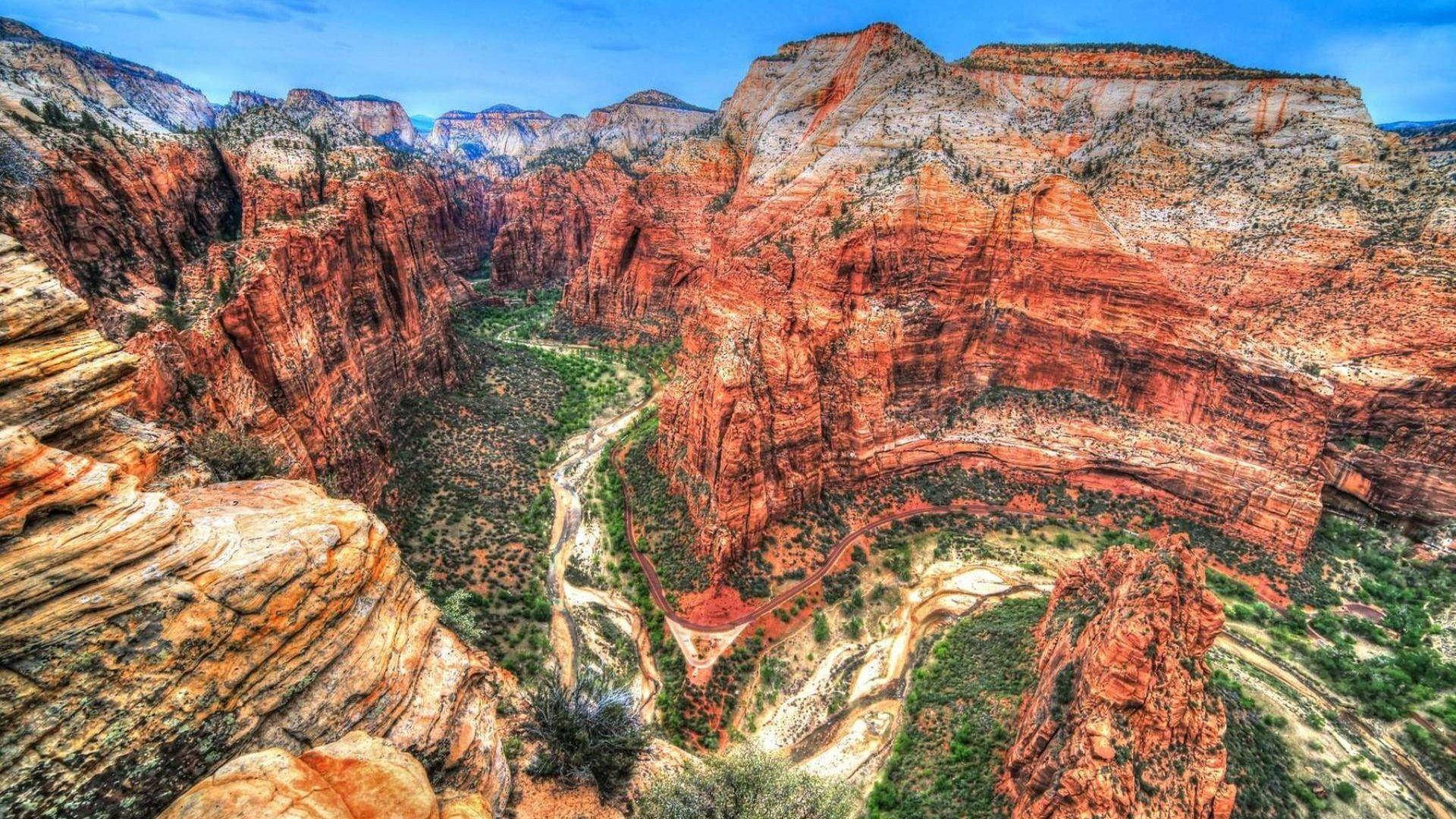 Scenisk røde klippeformationer Zion Canyon Wallpaper