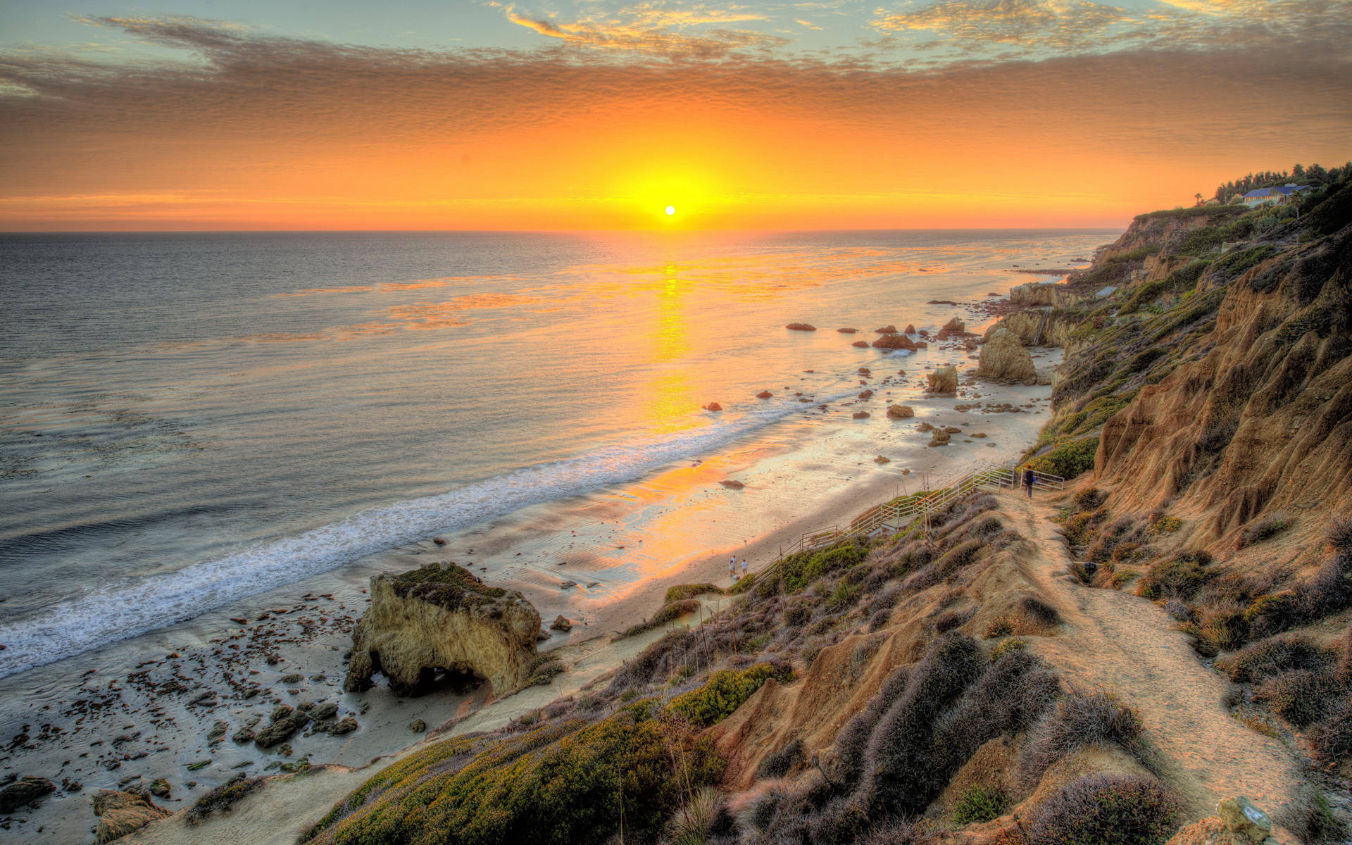 Scenic Sunset On Malibu Beach Wallpaper