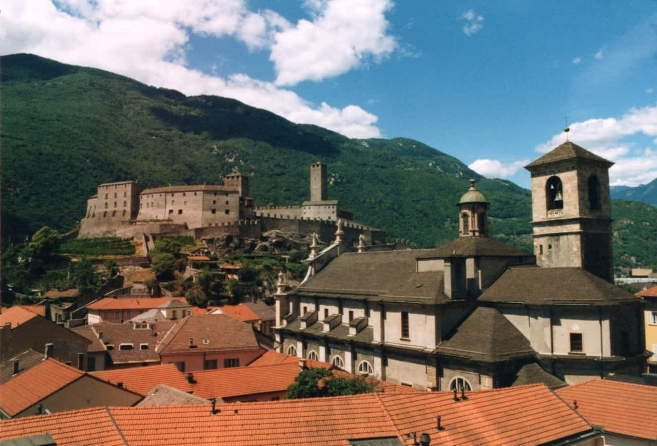 Scenic View Of Castelgrande In Bellinzona, Switzerland Wallpaper