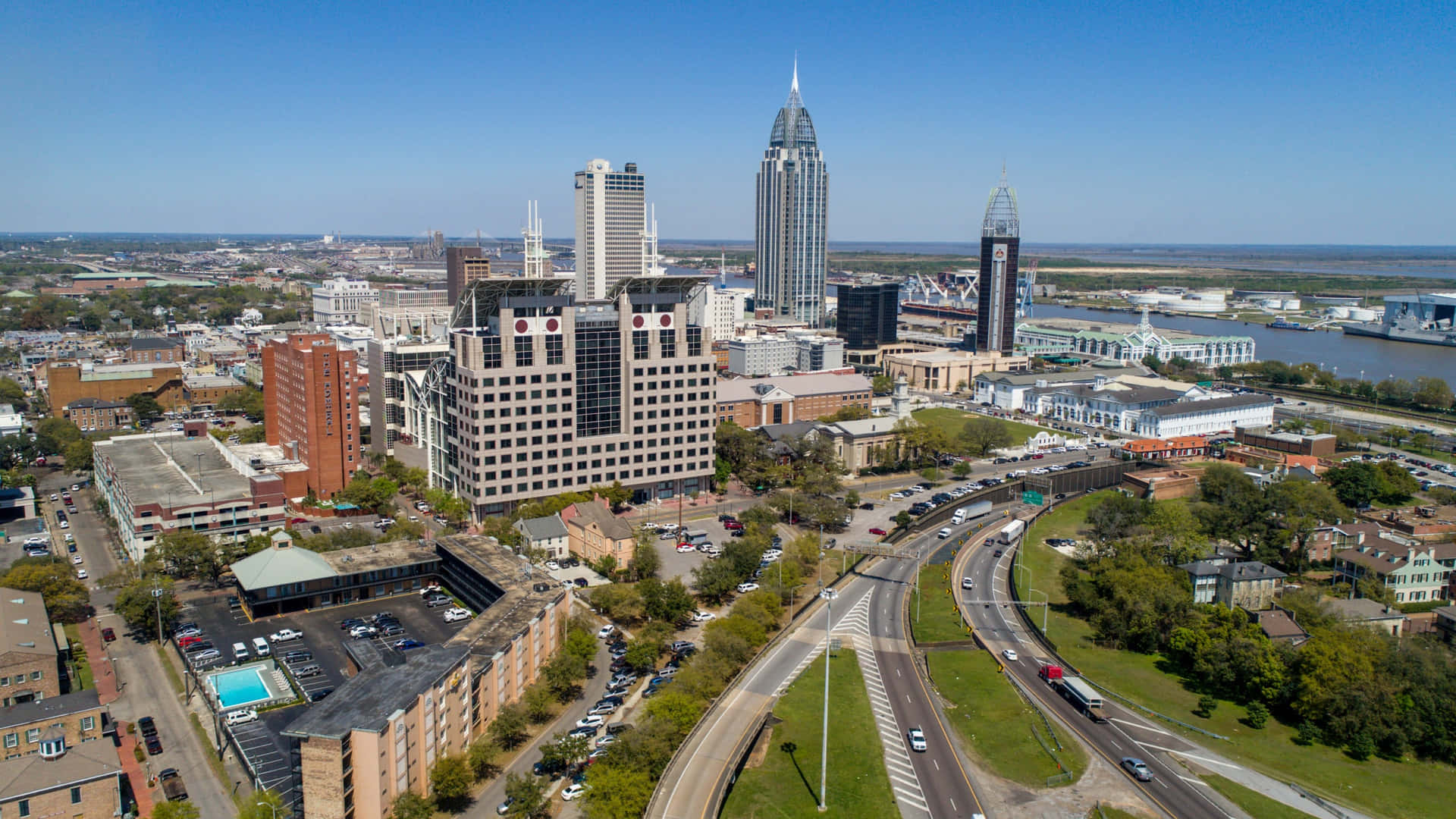 Scenic View Of Downtown Montgomery, Alabama At Twilight. Wallpaper