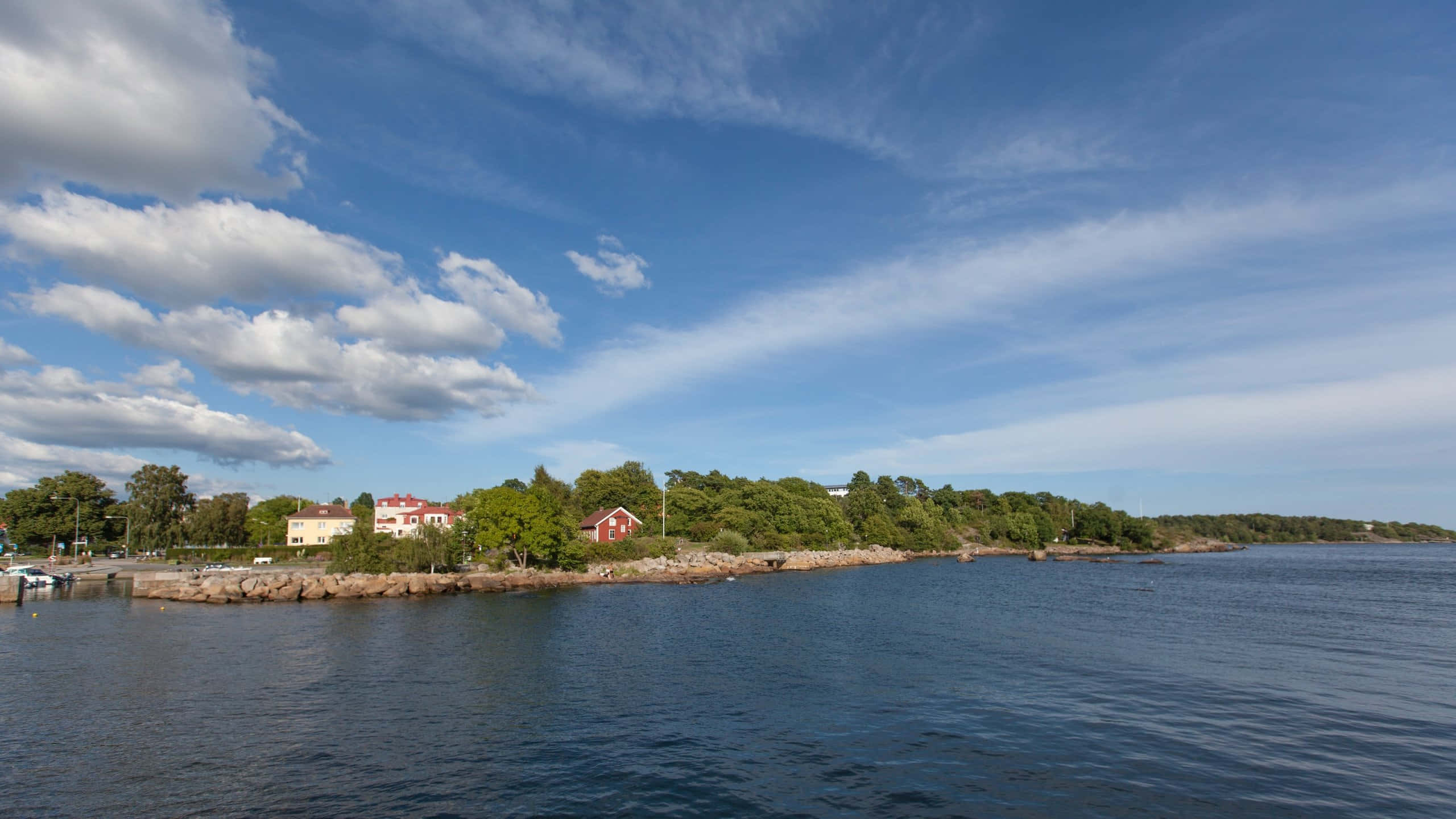 Scenic View Of Karlshamn Harbor At Sunset Wallpaper