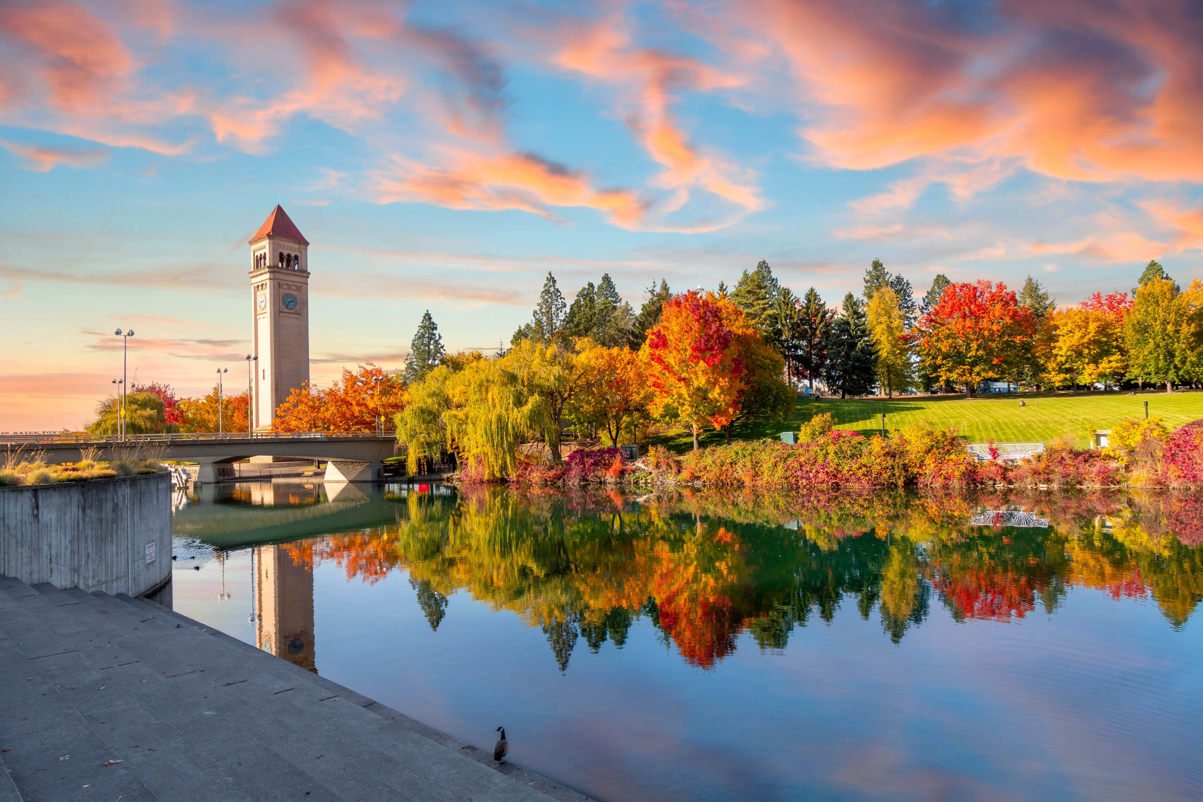 Download Scenic View Of Spokane City At Dusk Wallpaper | Wallpapers.com